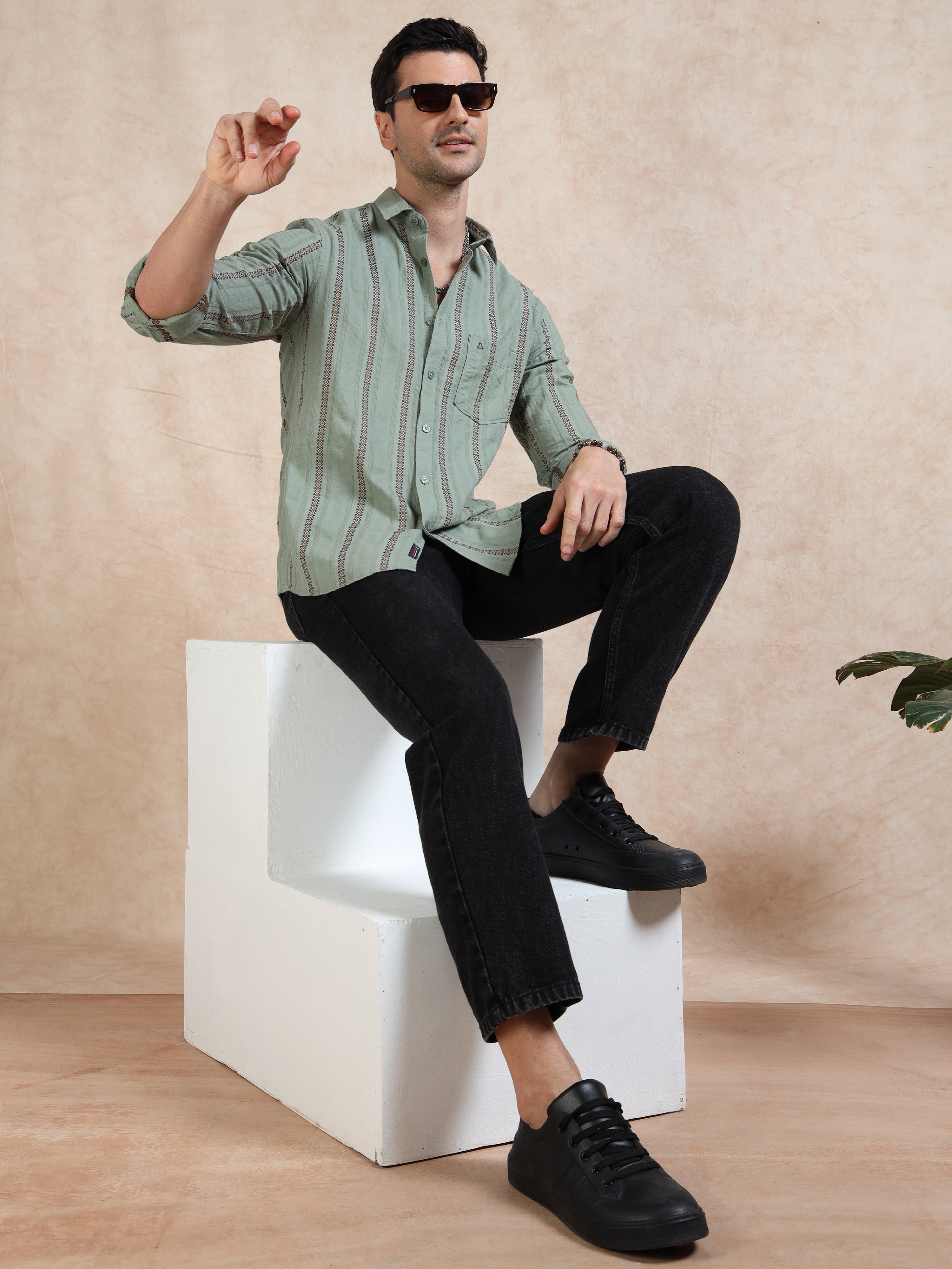 MEN'S FERN STRIPE SLIM FIT SHIRT