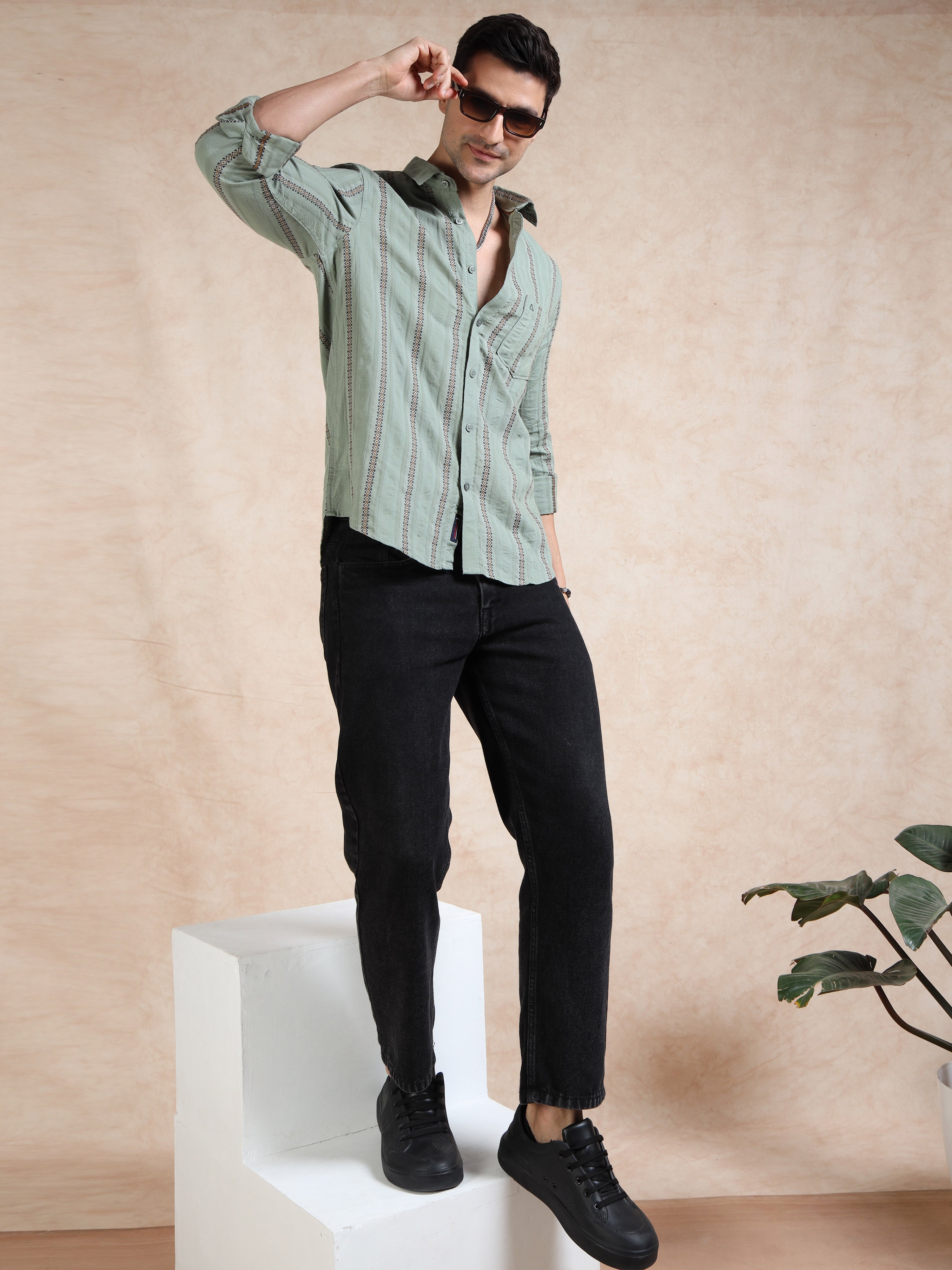 MEN'S FERN STRIPE SLIM FIT SHIRT