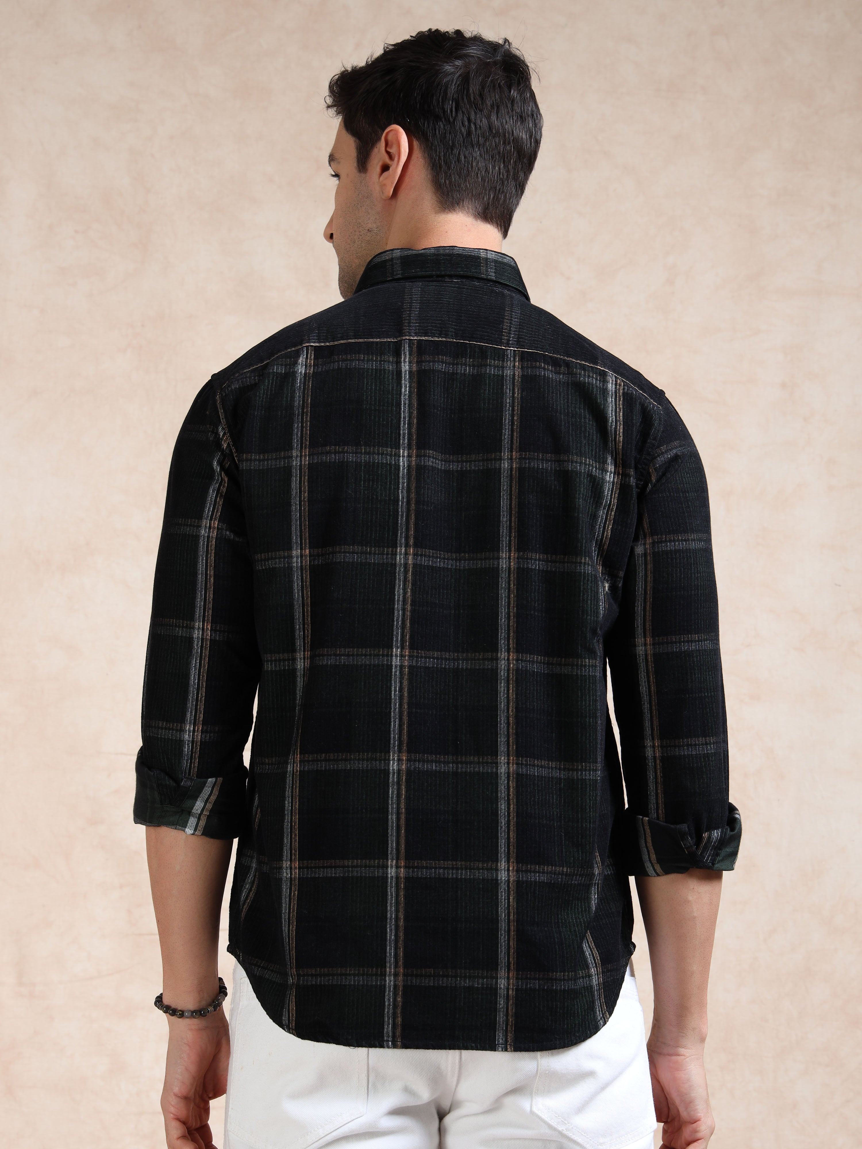 MEN'S GREEN CHECKS SLIM FIT SHIRT