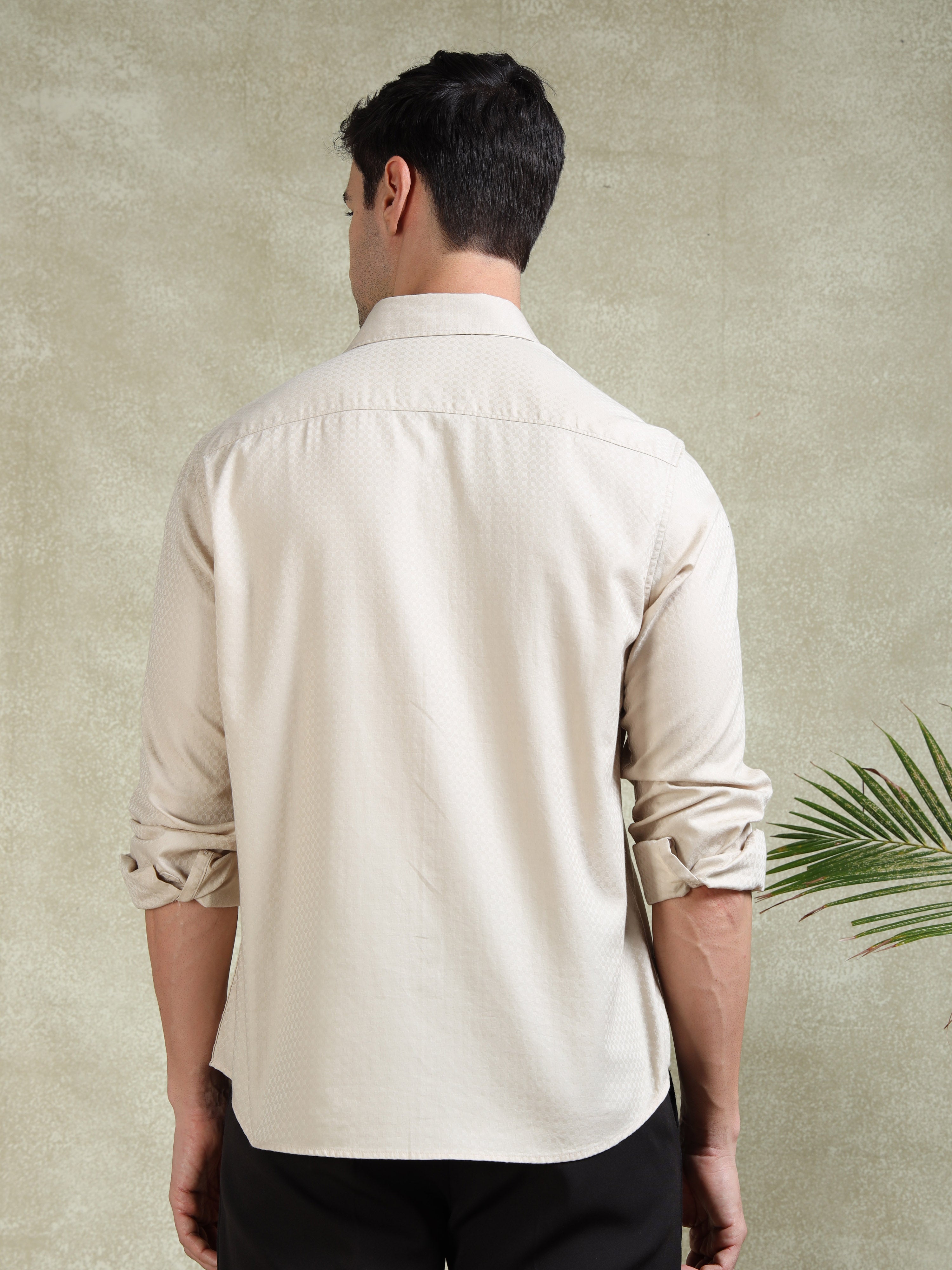 MEN'S SANDEL SELF DESIGN SLIM FIT SHIRT