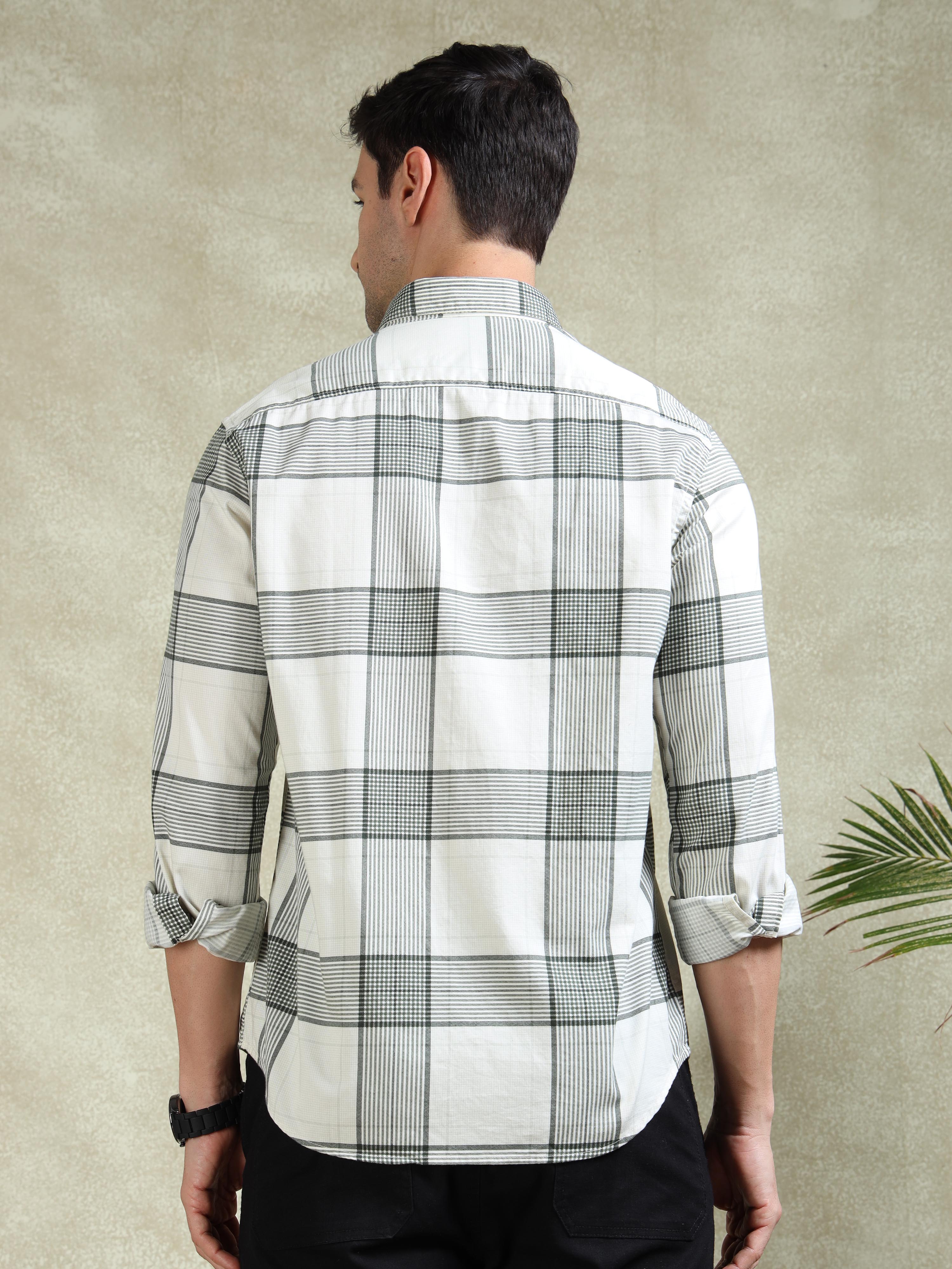 MEN'S GREEN CHECKS SLIM FIT SHIRT