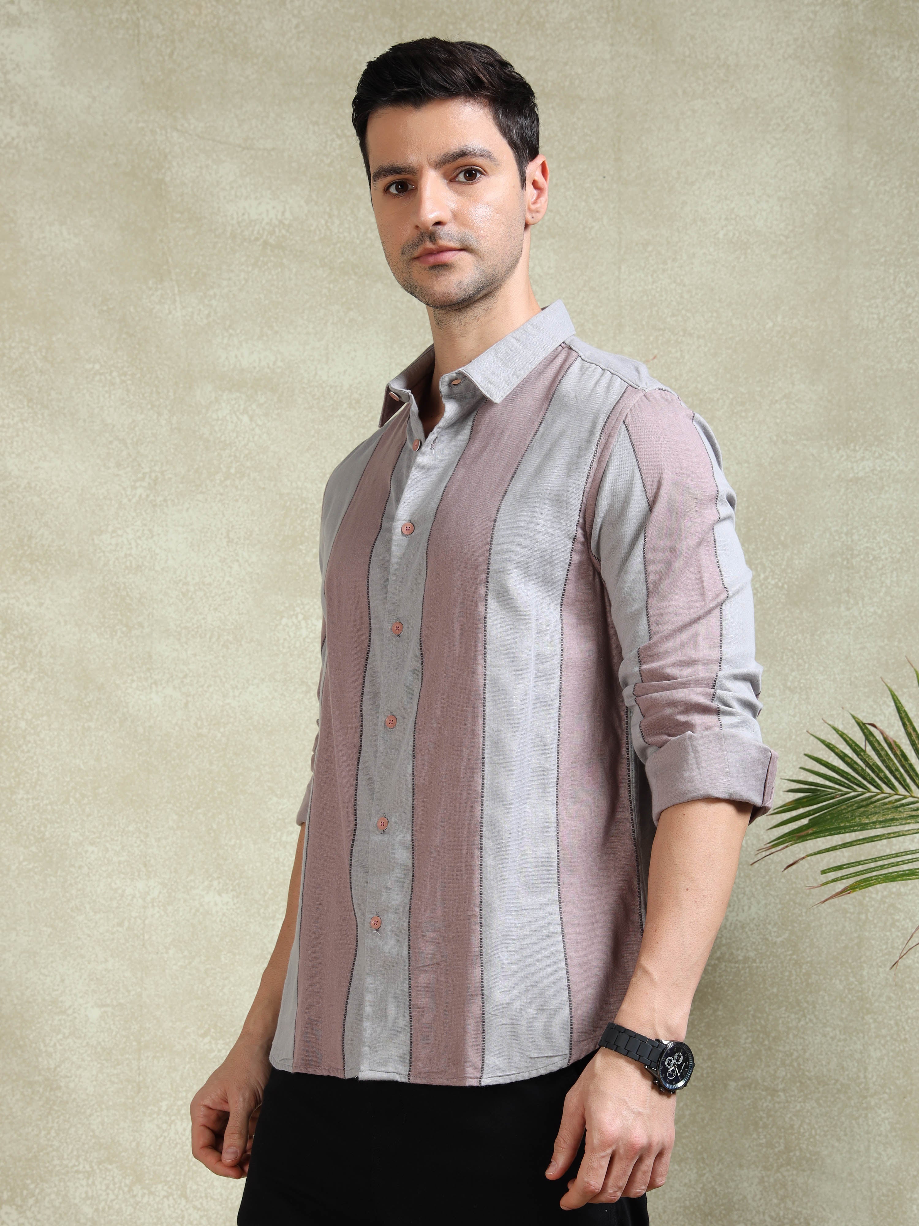 MEN'S PINK STRIPE SLIM FIT SHIRT