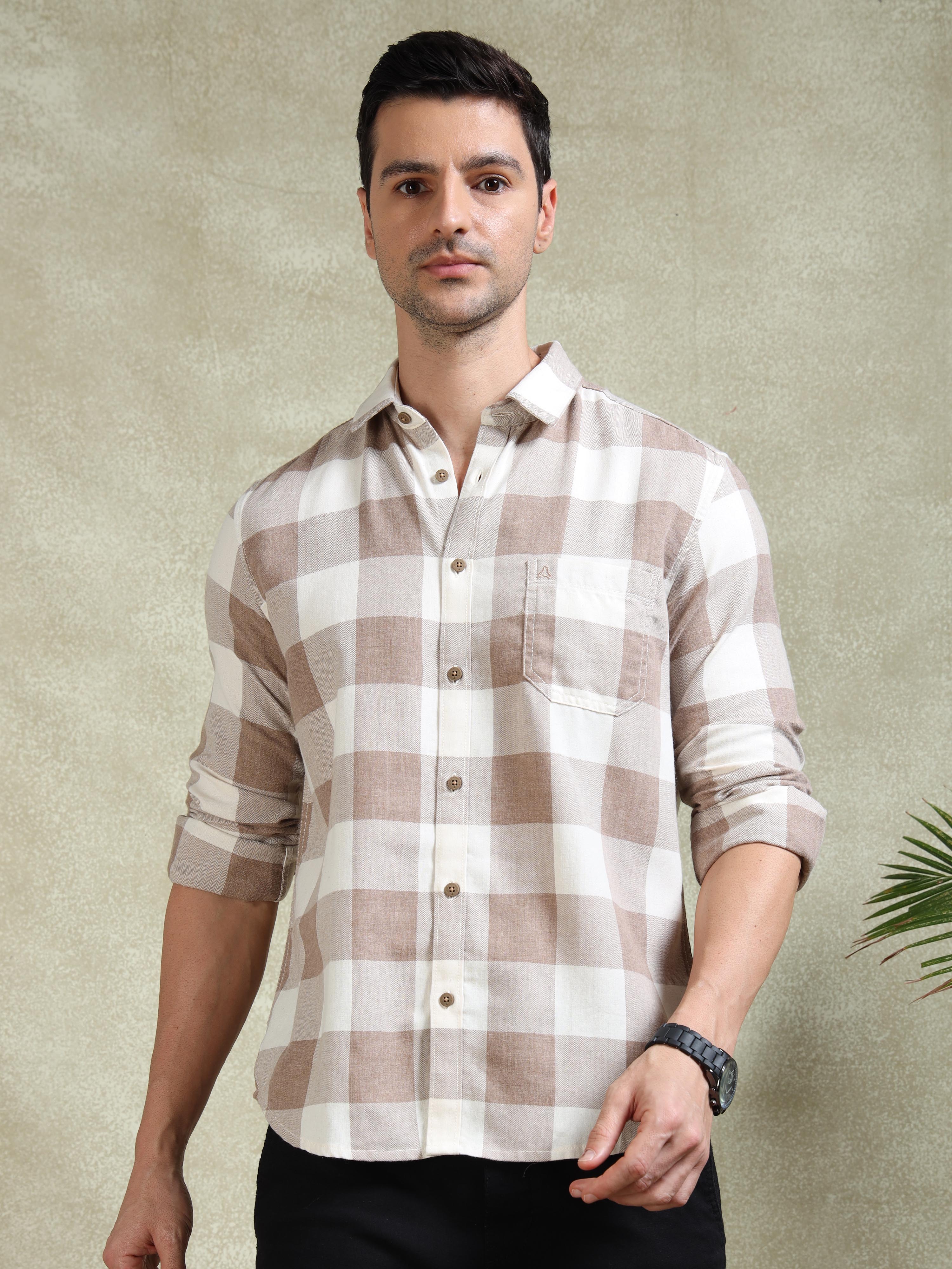 MEN'S BISCUT CHECKS SLIM FIT SHIRT