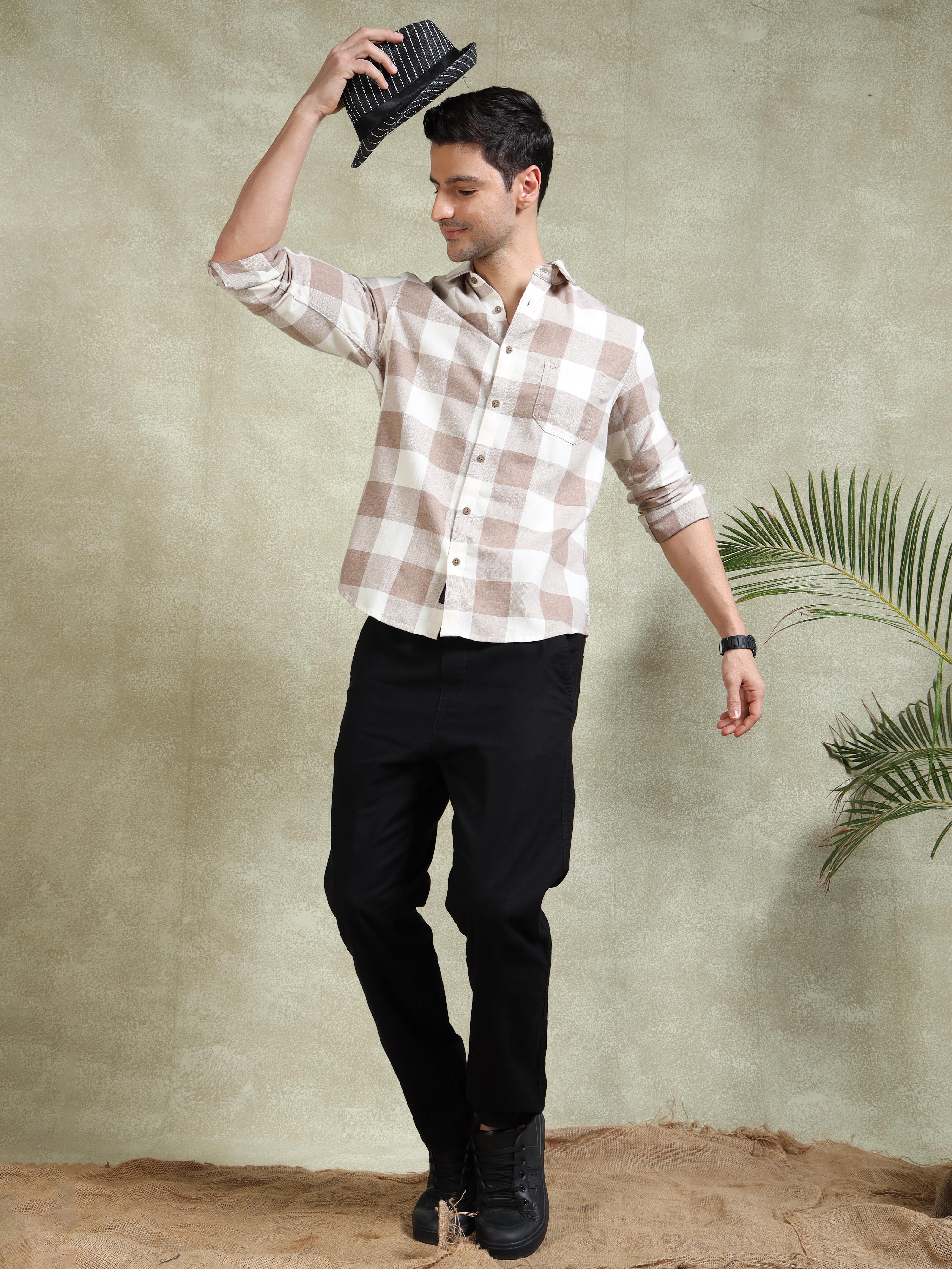 MEN'S BISCUT CHECKS SLIM FIT SHIRT