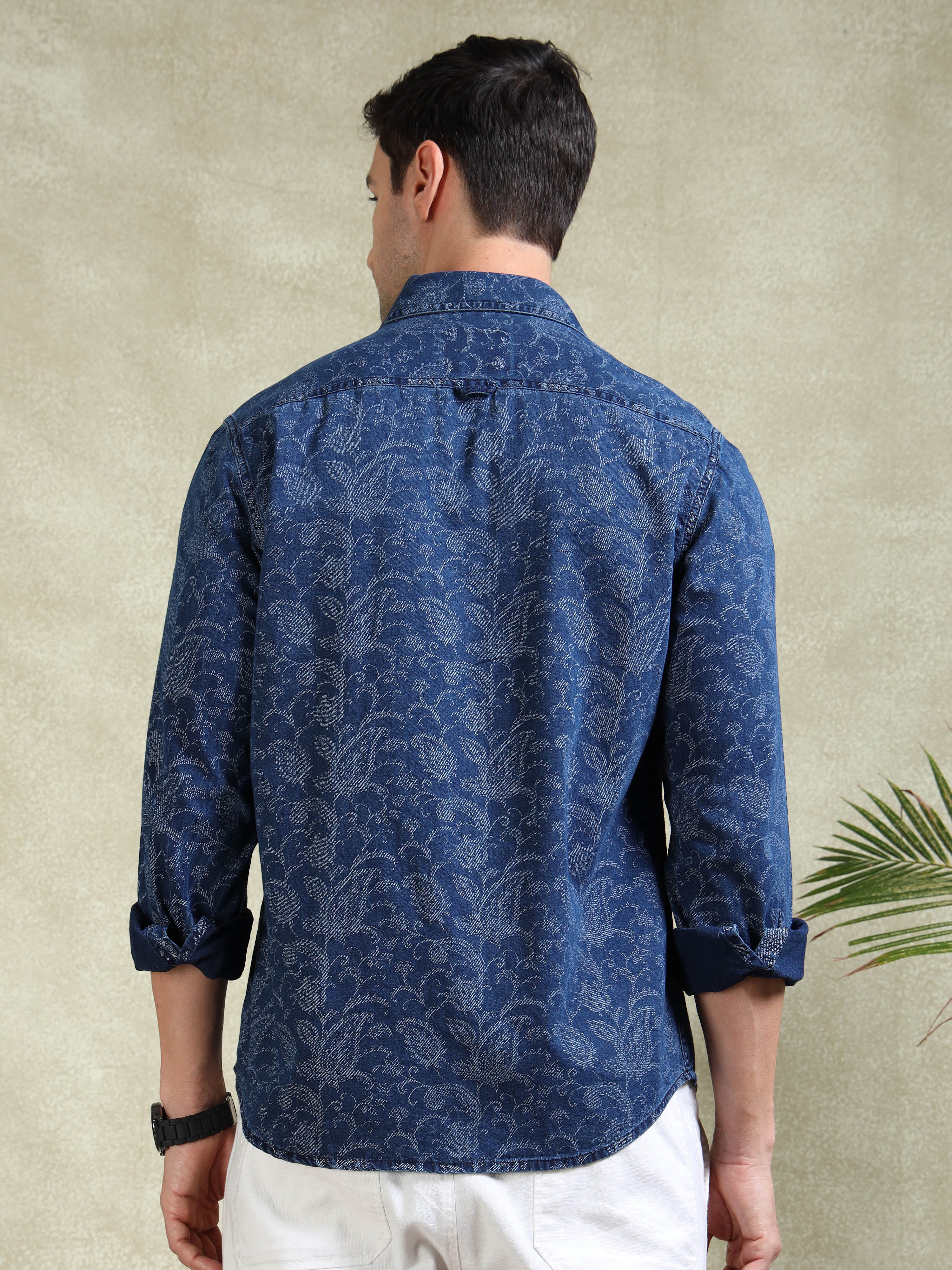 MEN'S INDIGO PRINT SLIM FIT SHIRT