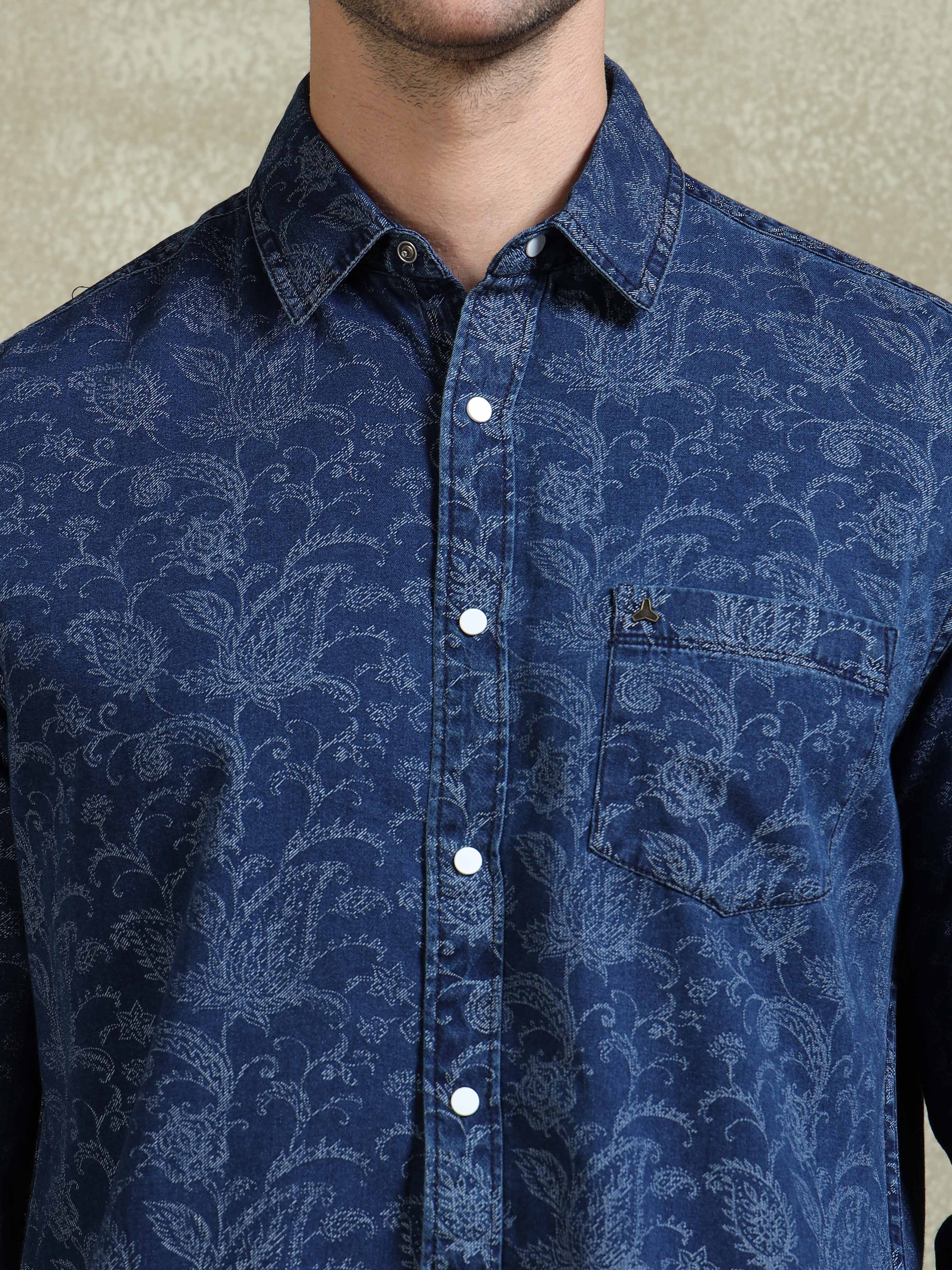 MEN'S INDIGO PRINT SLIM FIT SHIRT