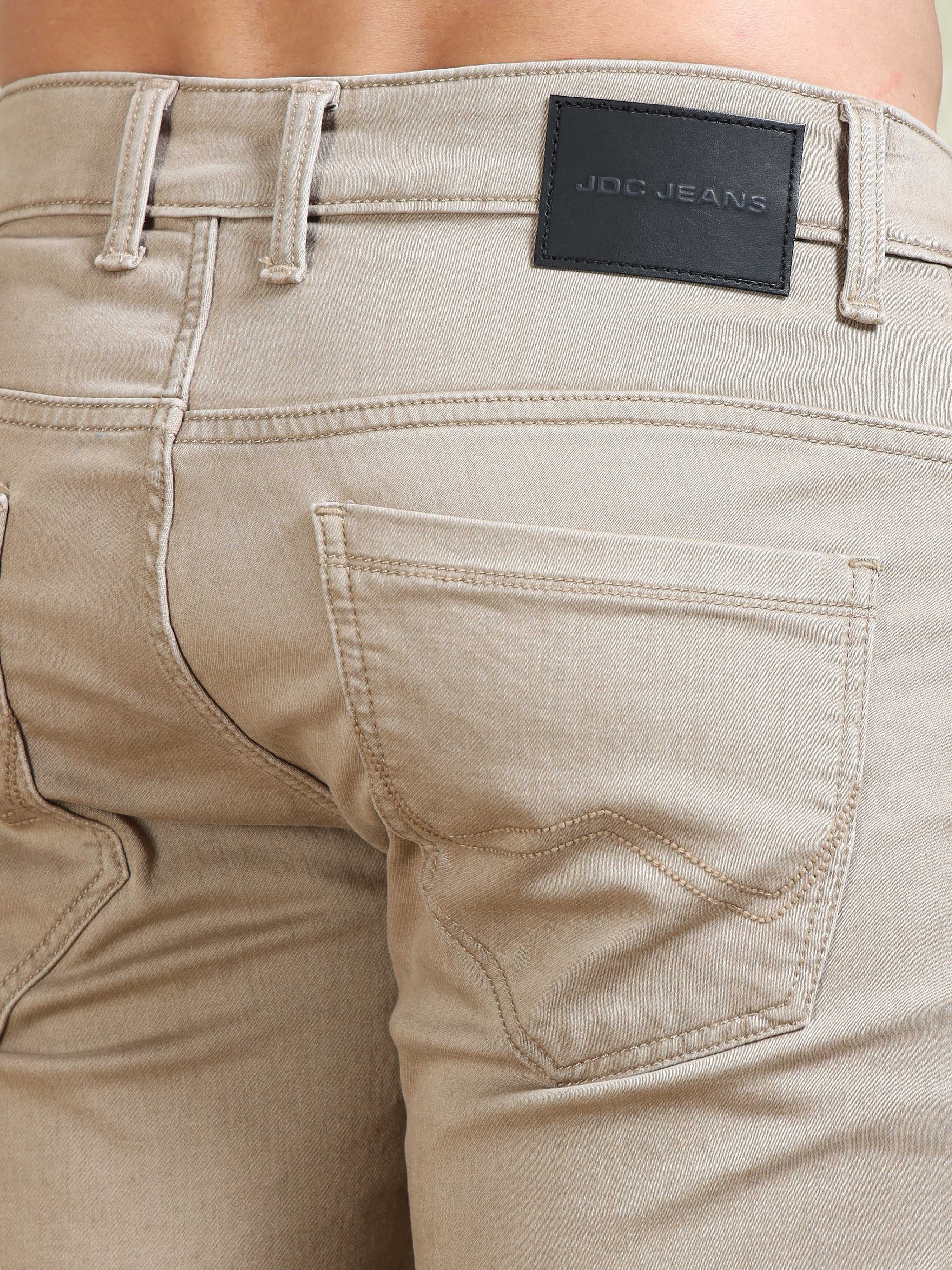 MEN'S KHAKI SOLID SLIM FIT JEANS