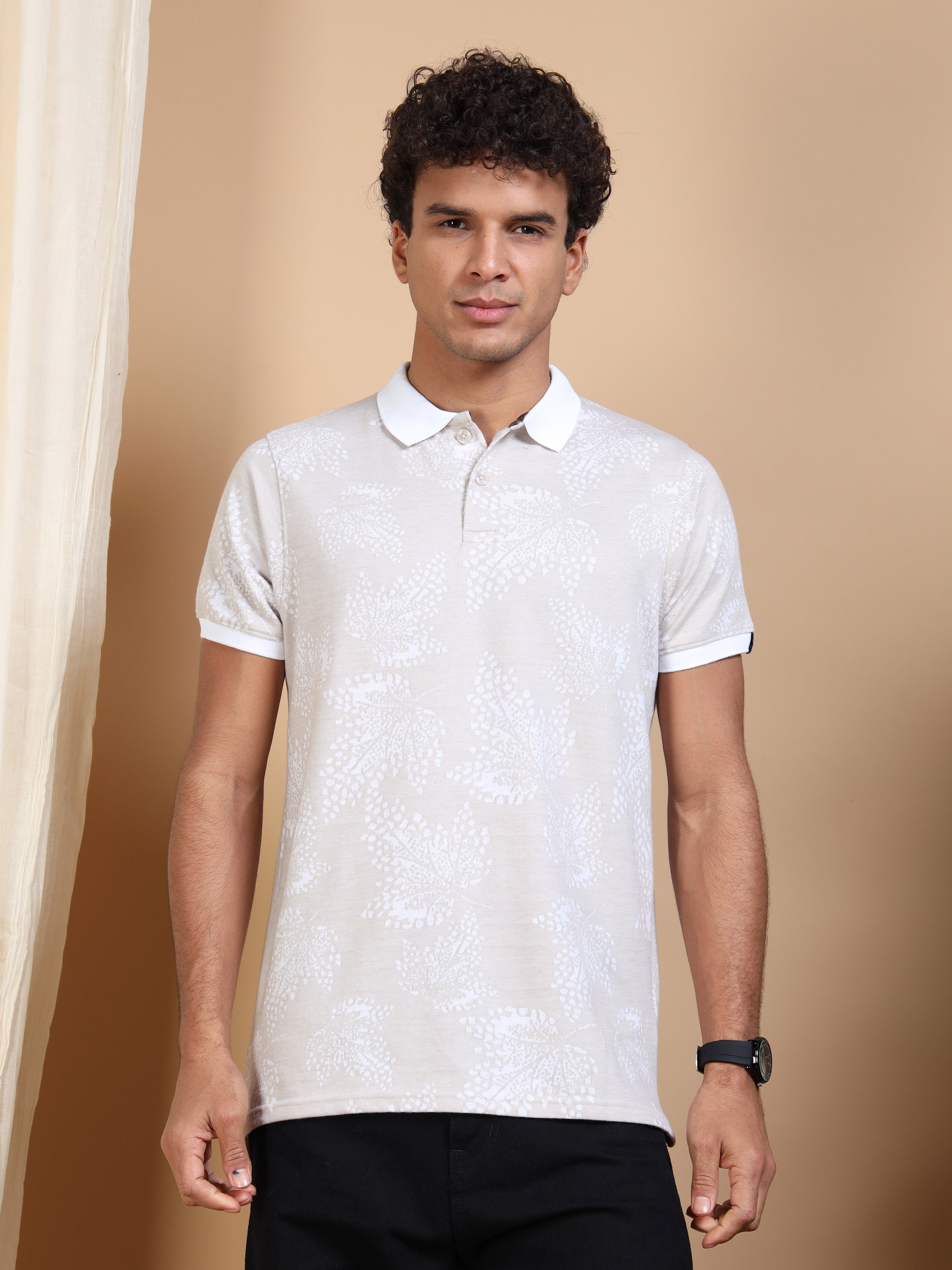 MEN'S BEIGE SLIM FIT POLO TSHIRT