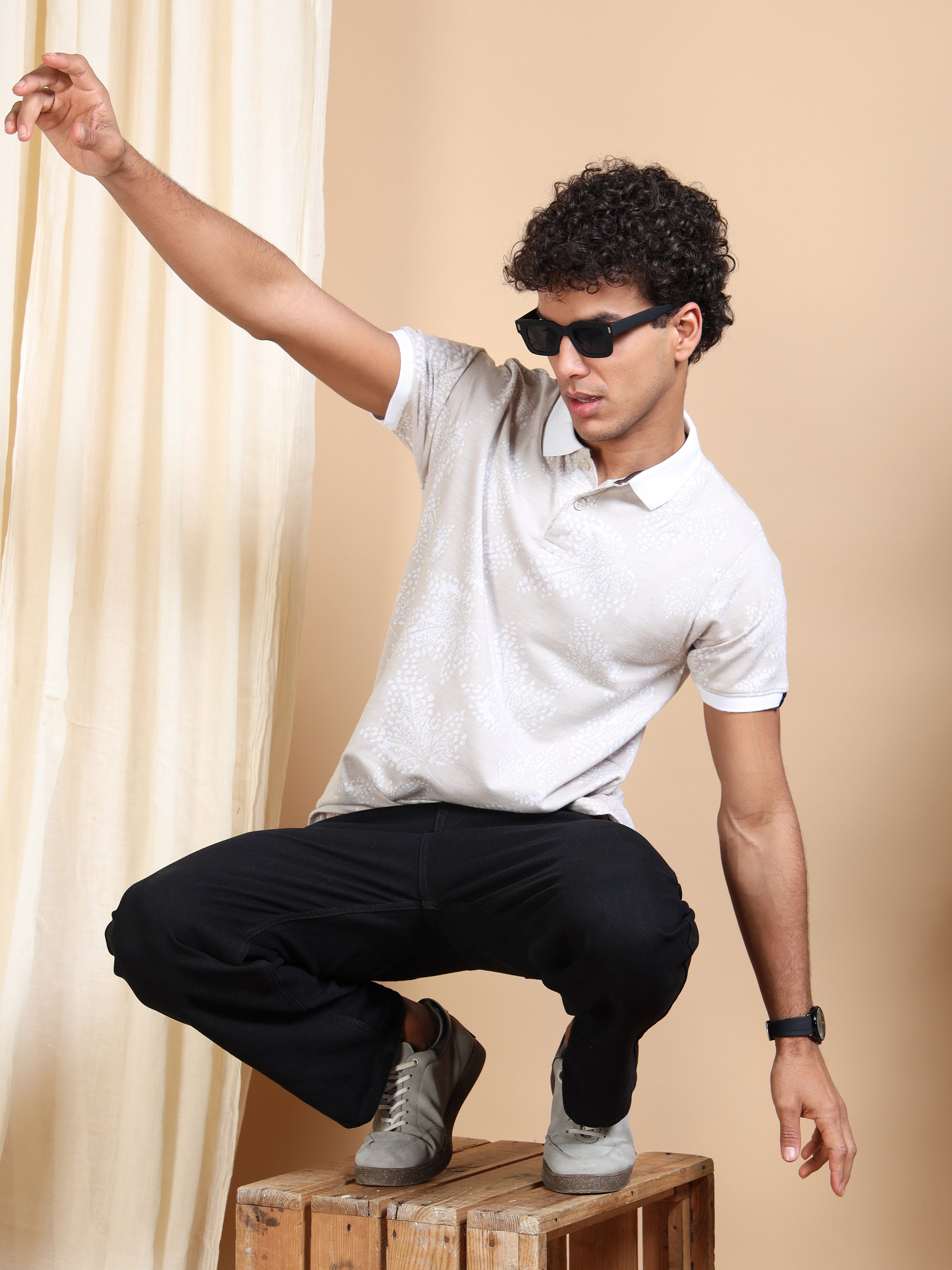 MEN'S BEIGE SLIM FIT POLO TSHIRT