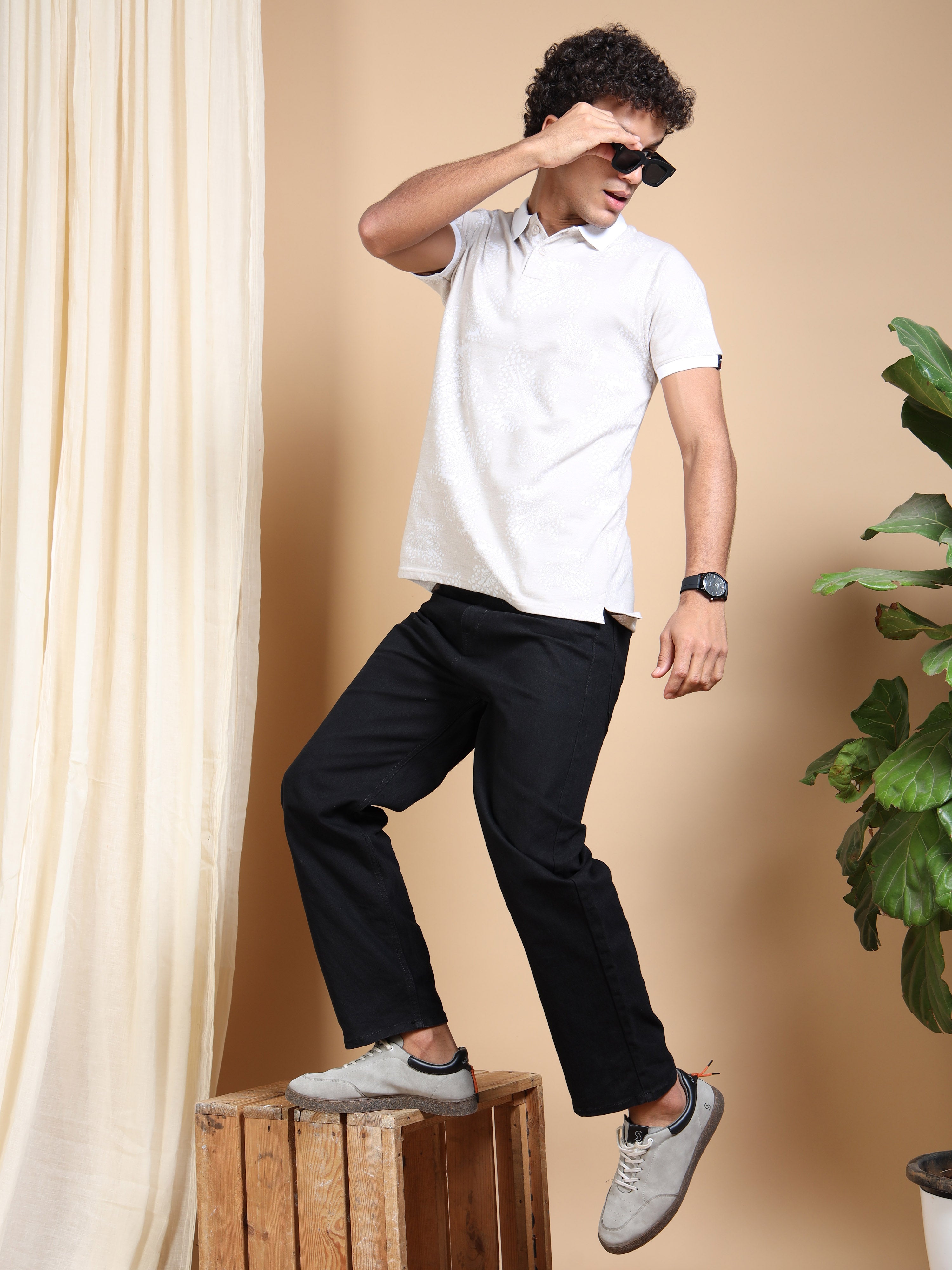 MEN'S BEIGE SLIM FIT POLO TSHIRT