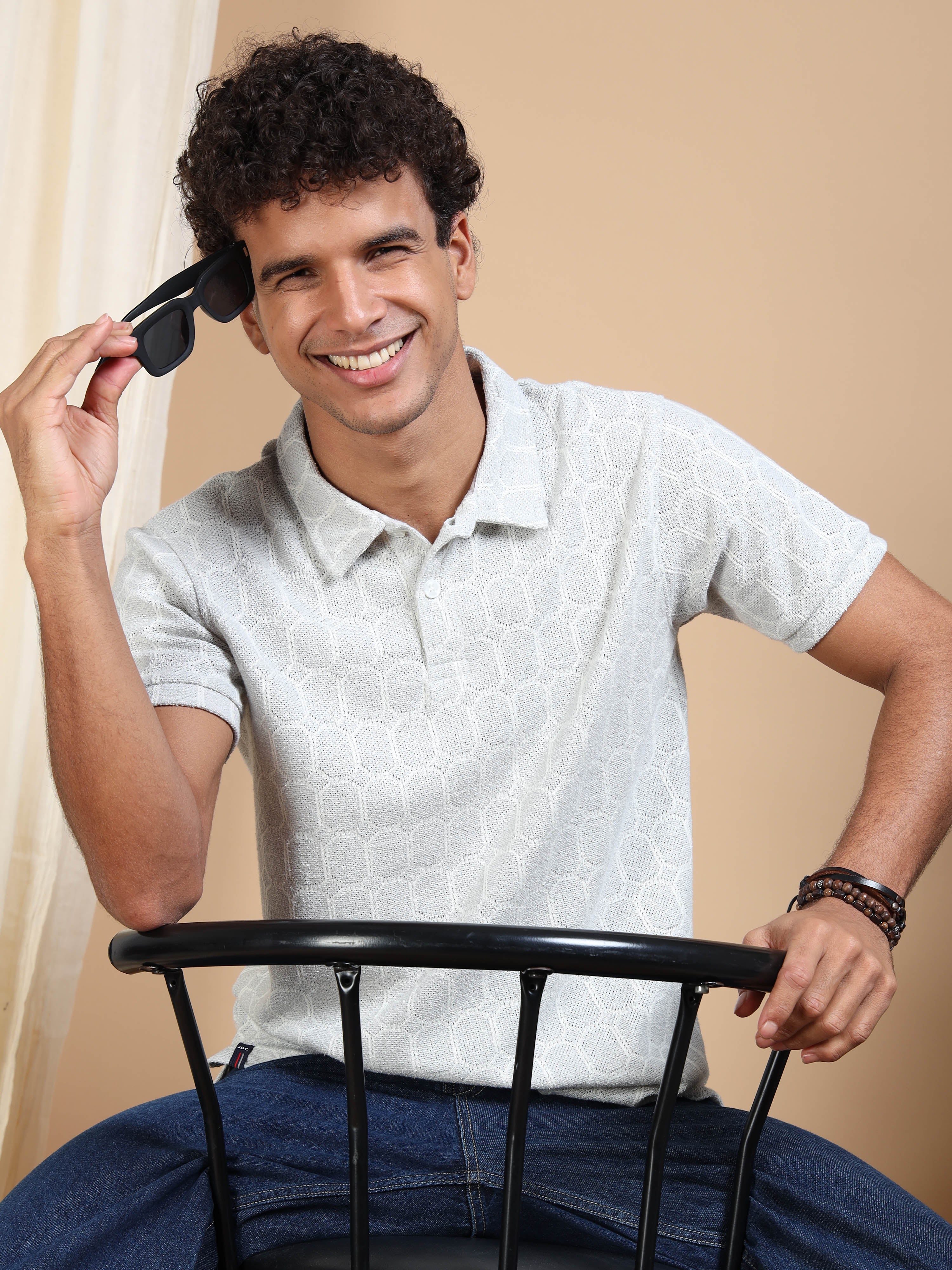 MEN'S GREY SLIM FIT POLO T SHIRT