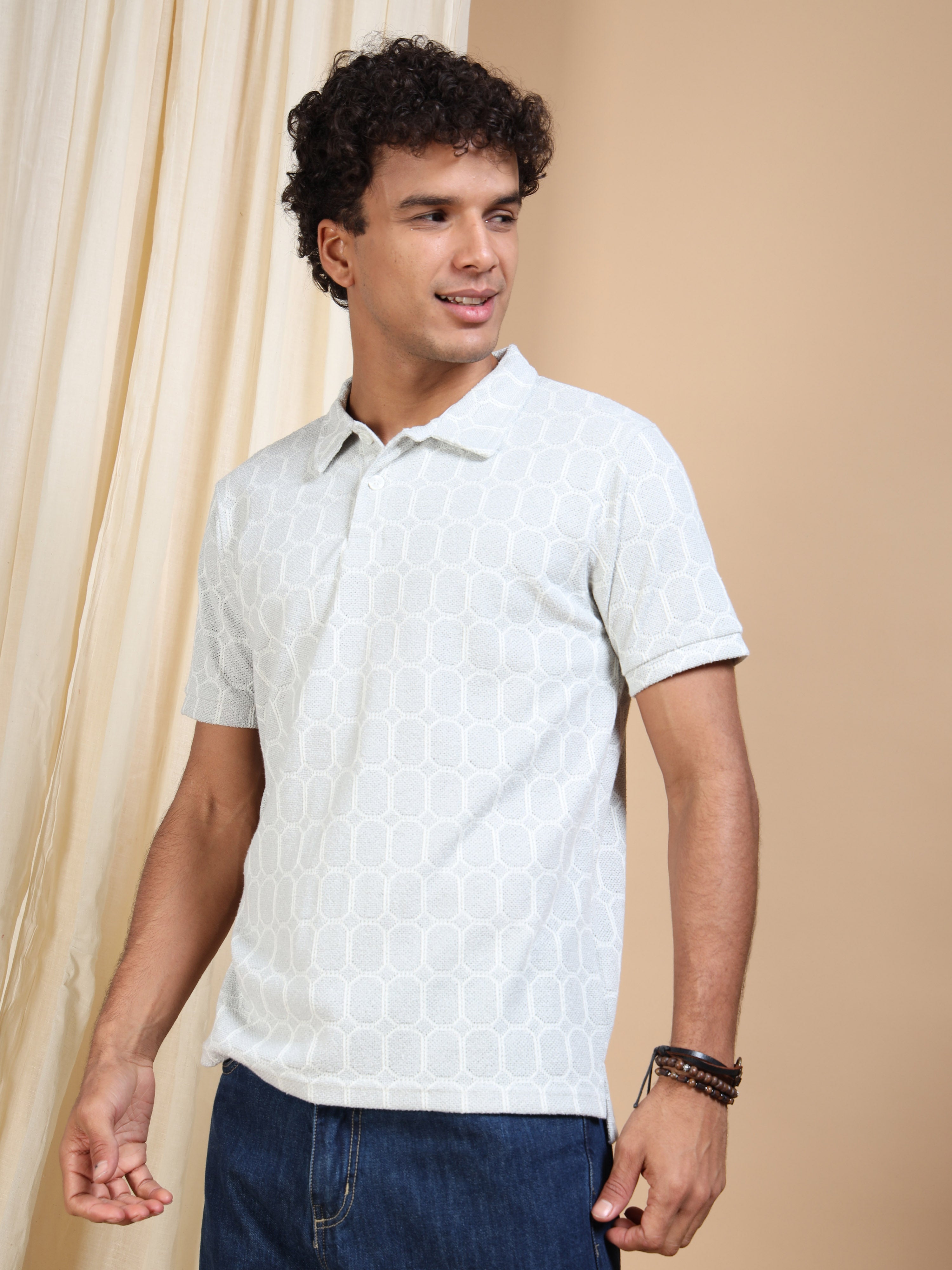 MEN'S GREY SLIM FIT POLO T SHIRT