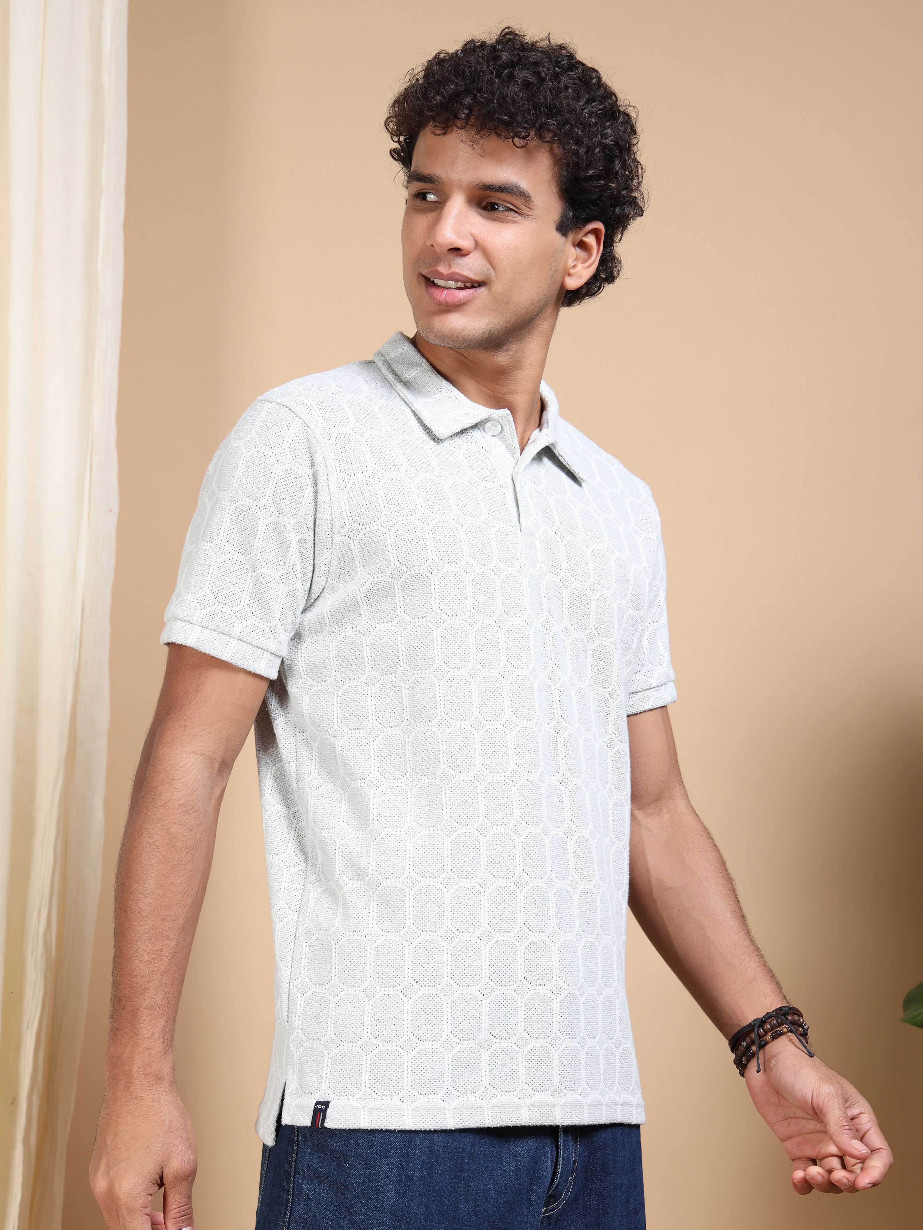 MEN'S GREY SLIM FIT POLO T SHIRT