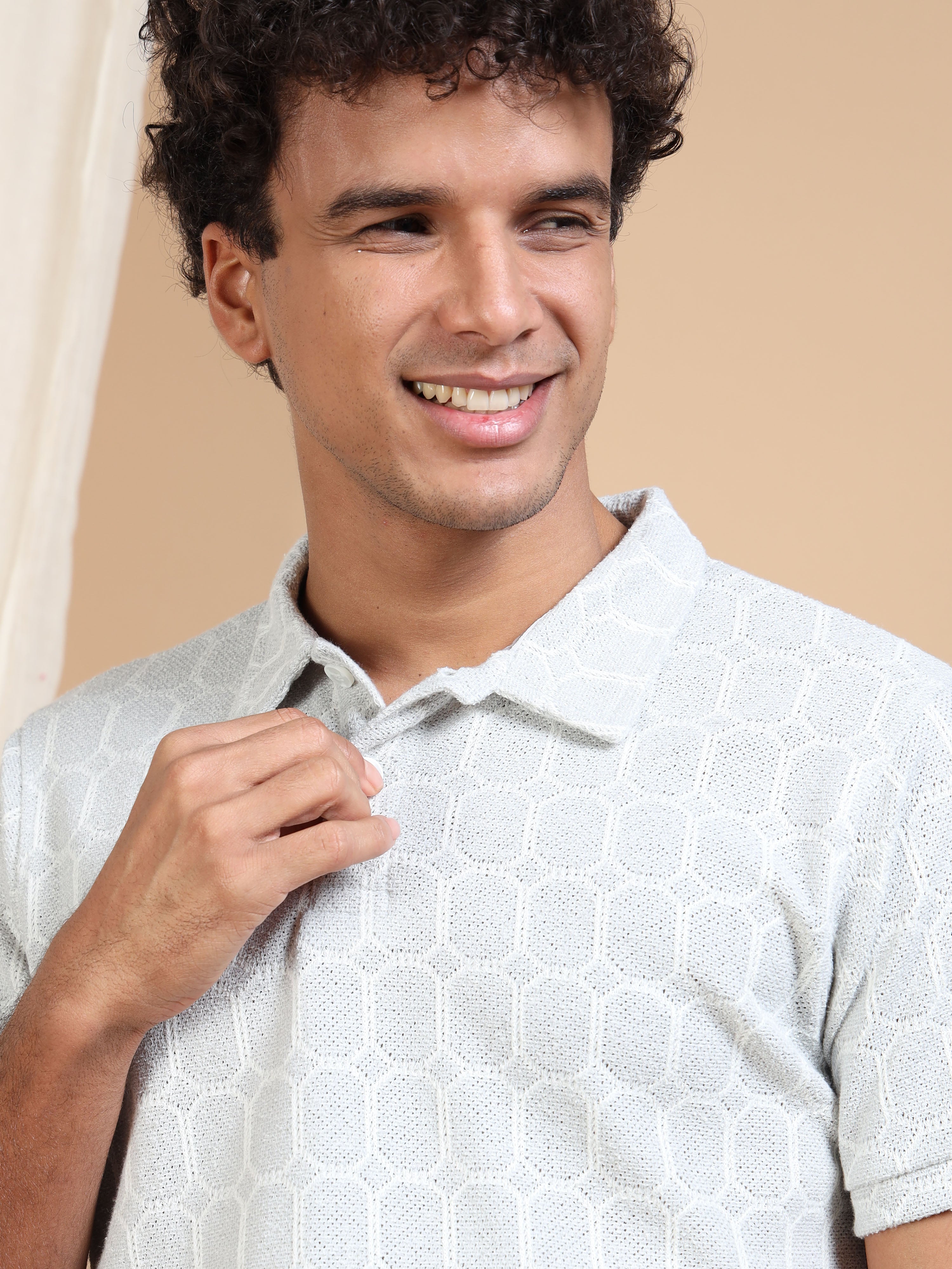 MEN'S GREY SLIM FIT POLO T SHIRT