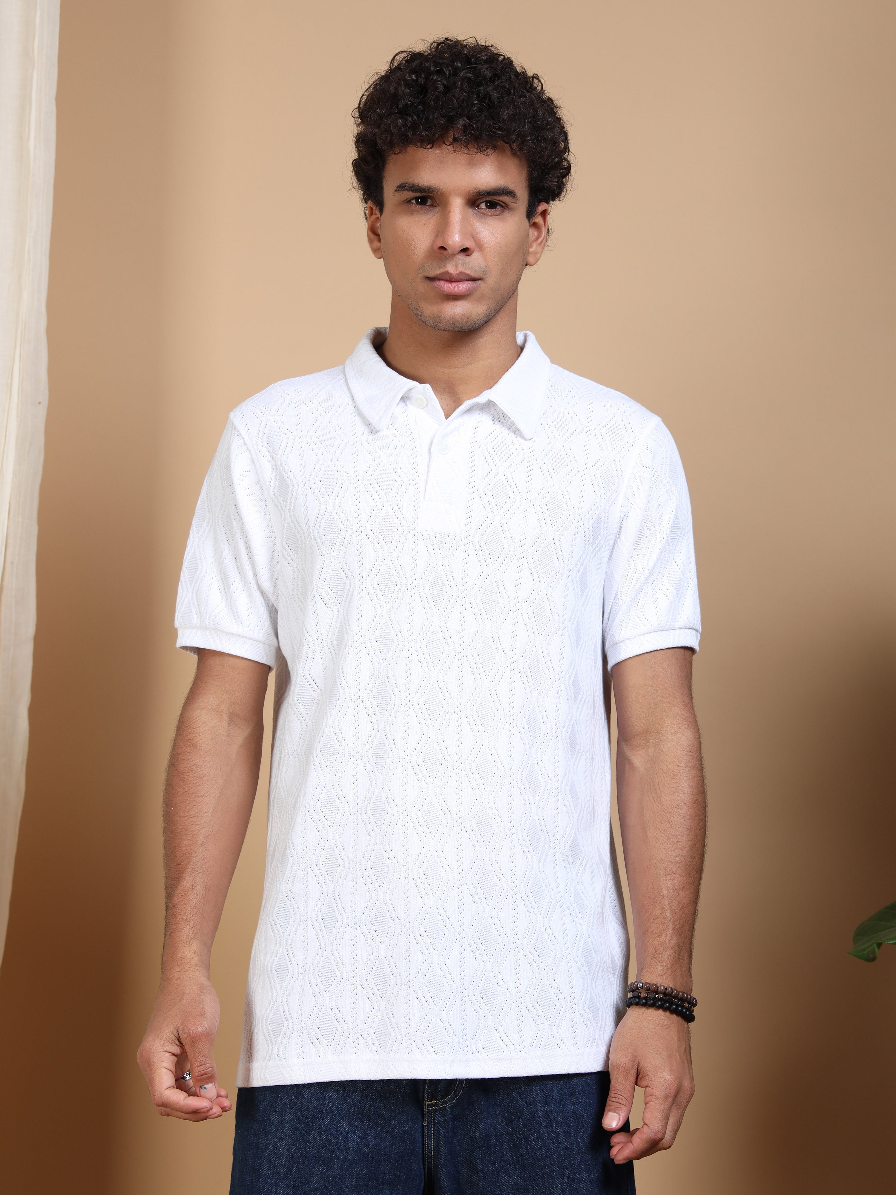 MEN'S WHITE SLIM FIT POLO TSHIRT