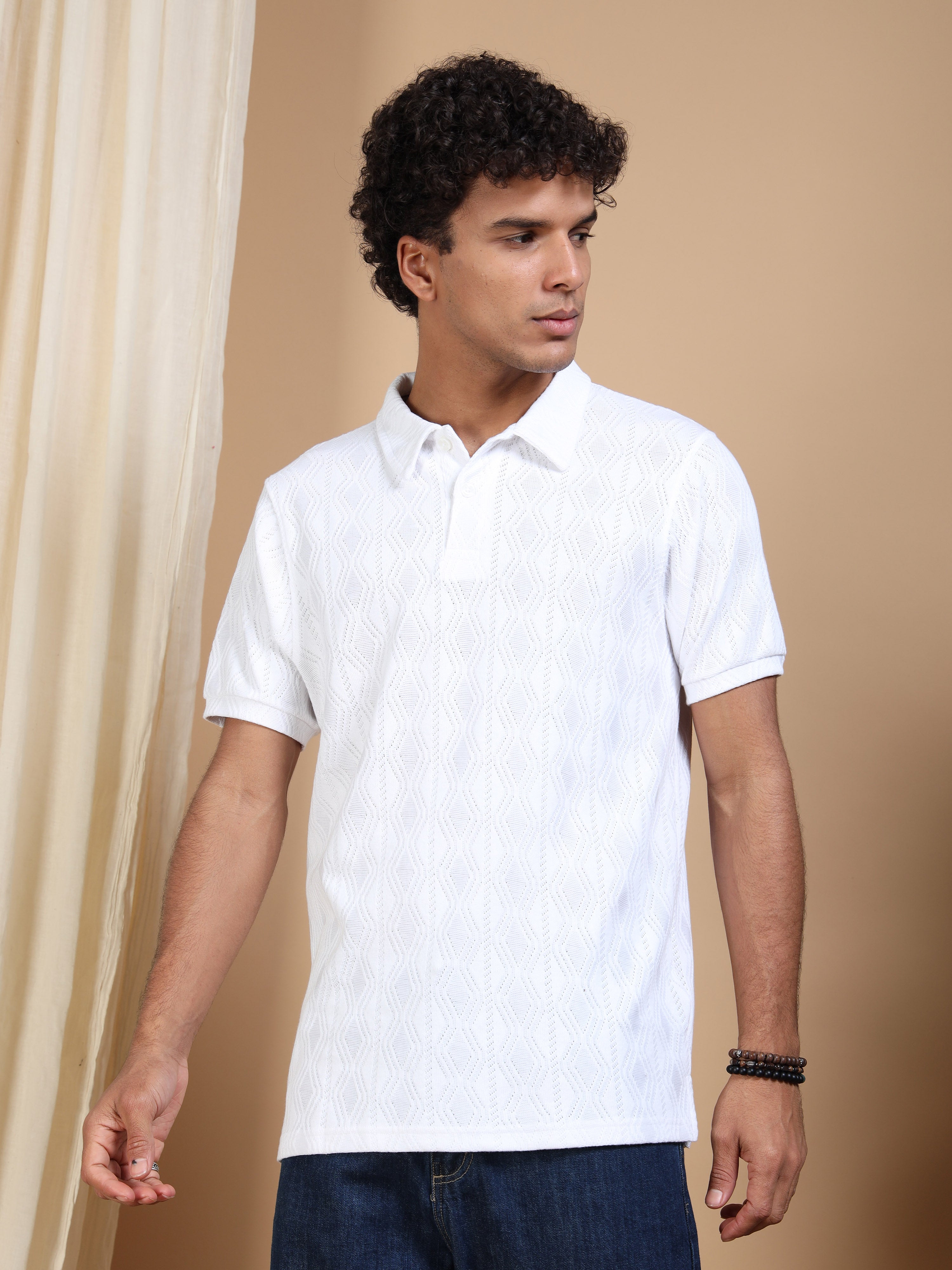 MEN'S WHITE SLIM FIT POLO TSHIRT