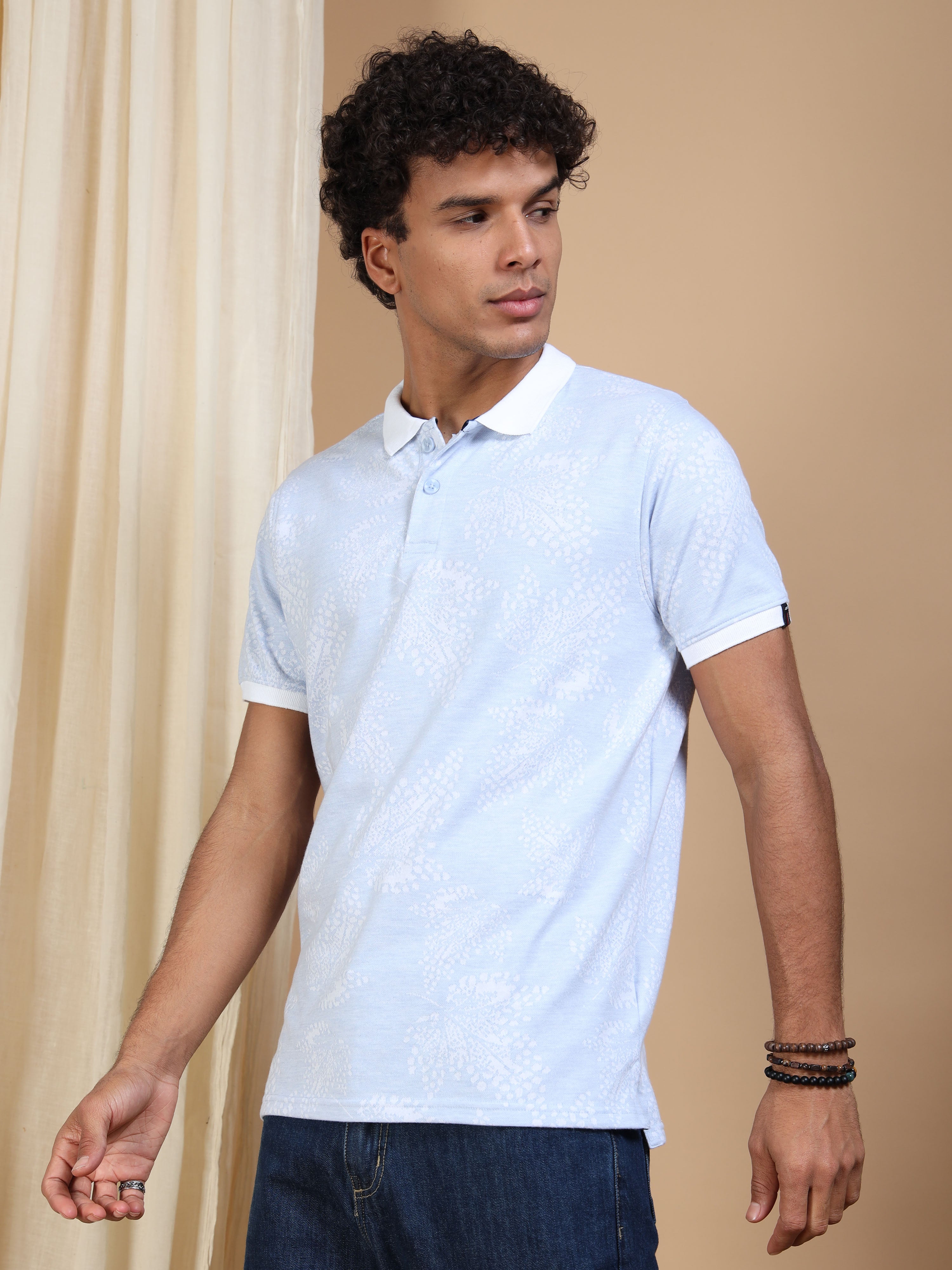MEN'S BLUE SLIM FIT POLO T SHIRT