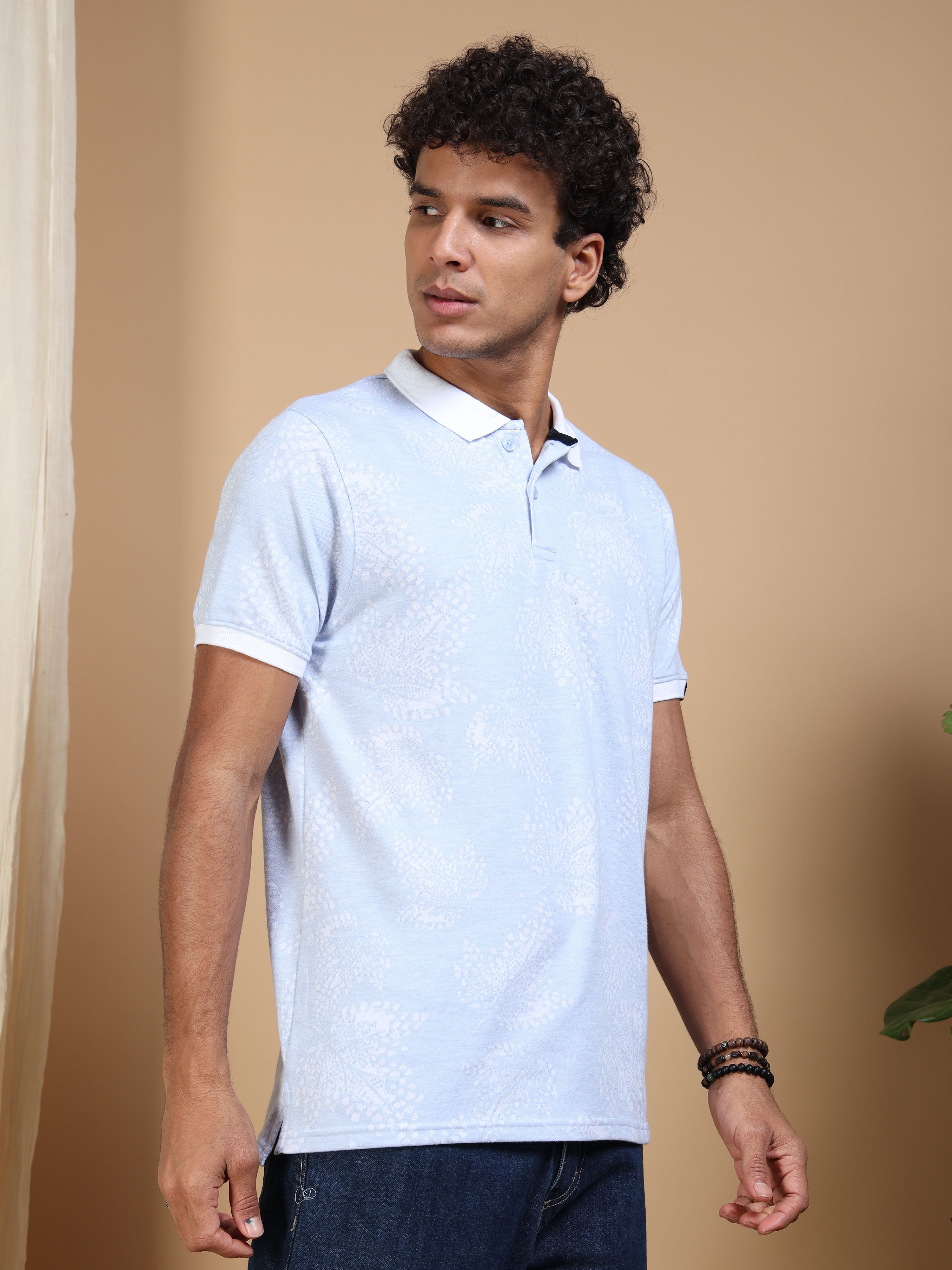 MEN'S BLUE SLIM FIT POLO T SHIRT
