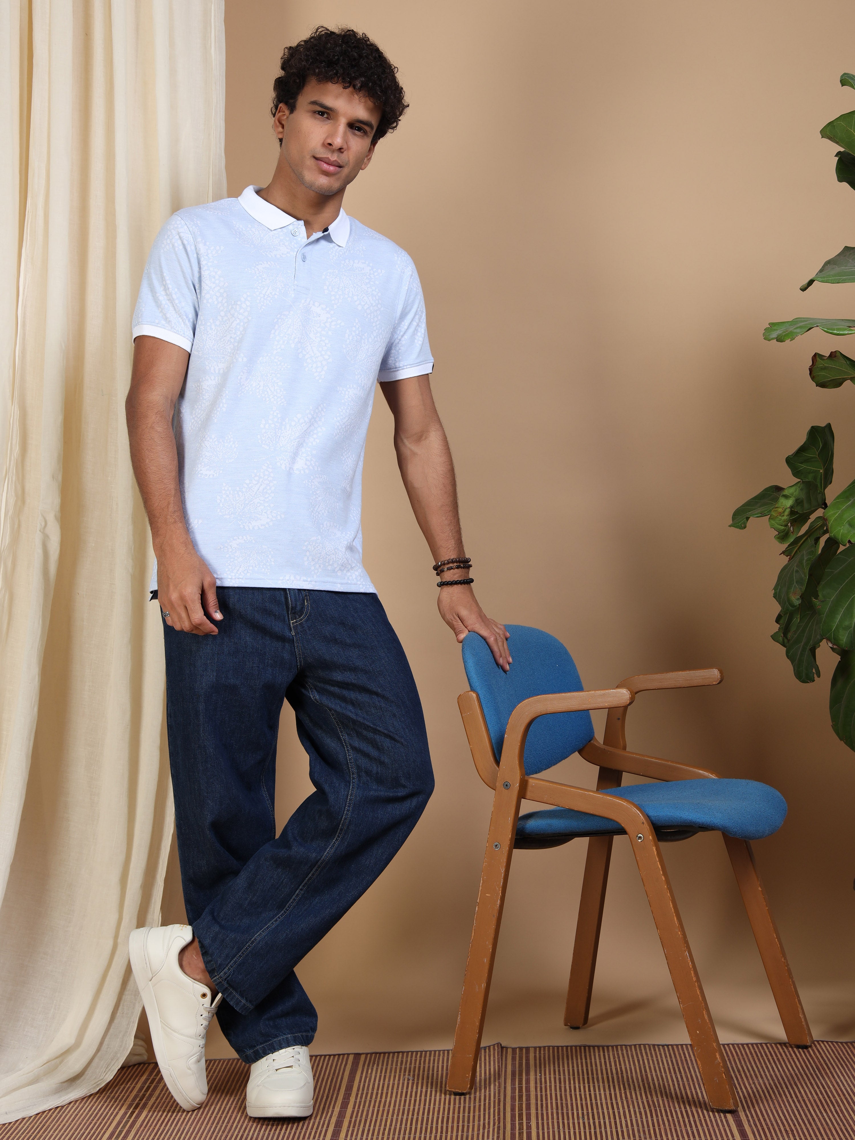 MEN'S BLUE SLIM FIT POLO T SHIRT