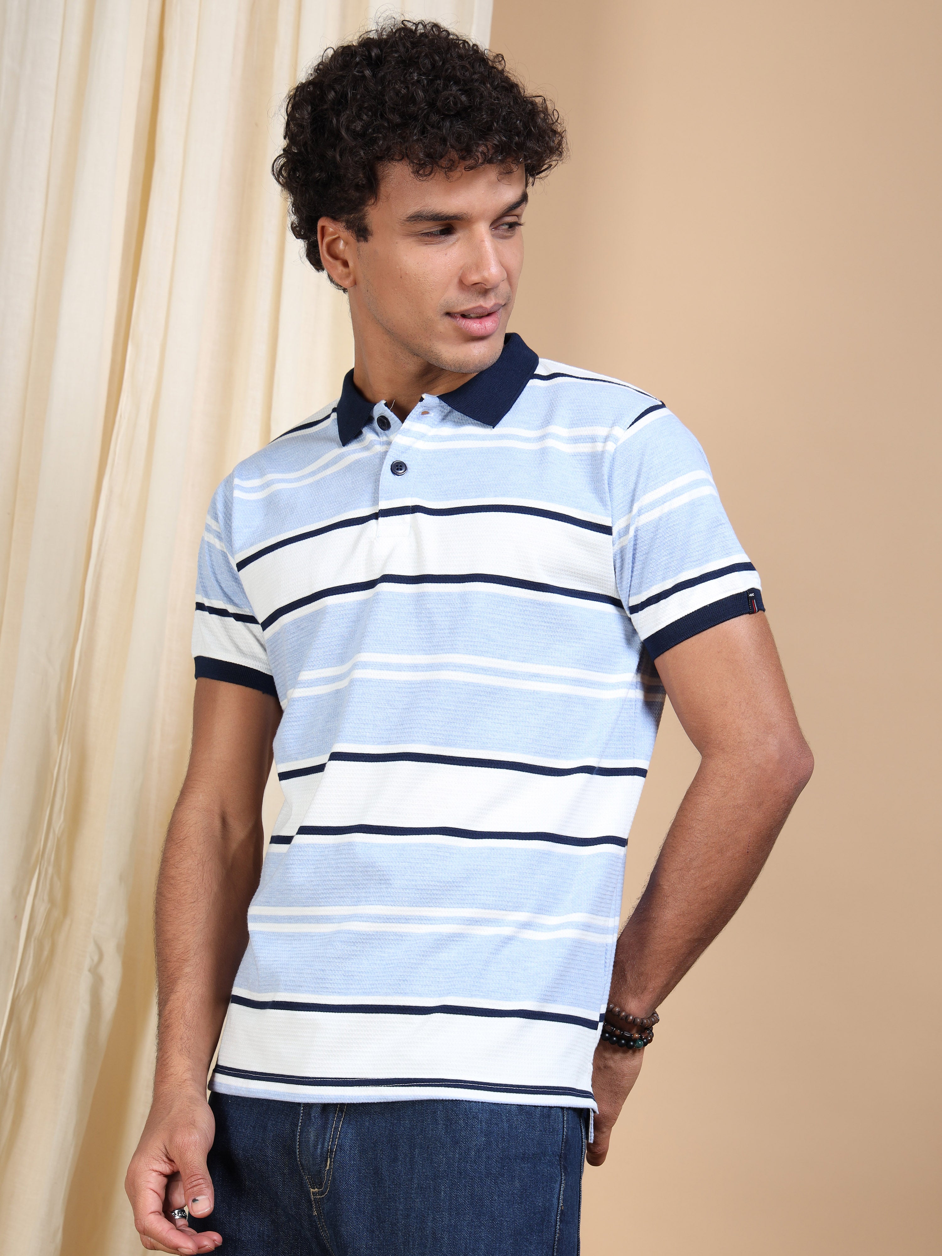 MEN'S SKY BLUE SLIM FIT  POLO TSHIRT