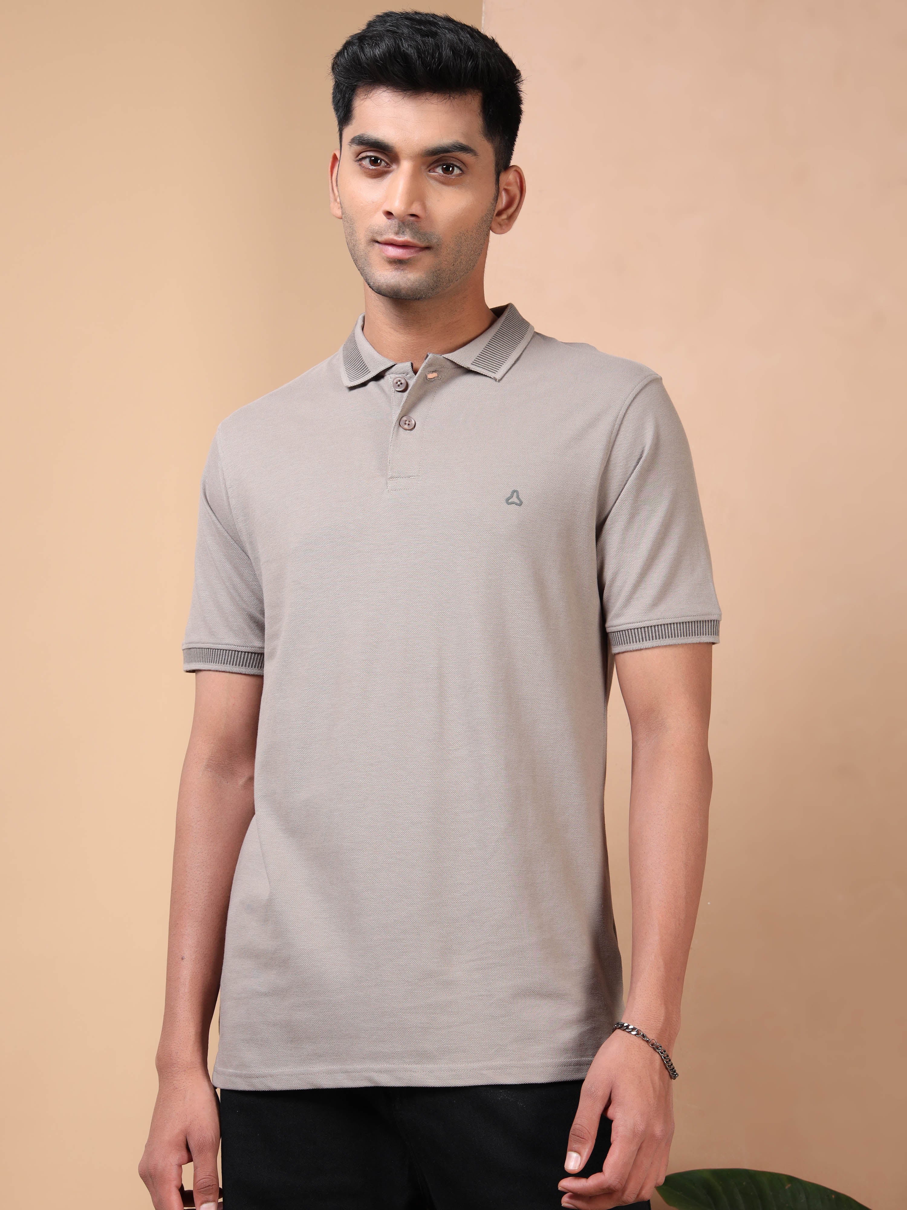 MEN'S GREY SLIM FIT POLO TSHIRT