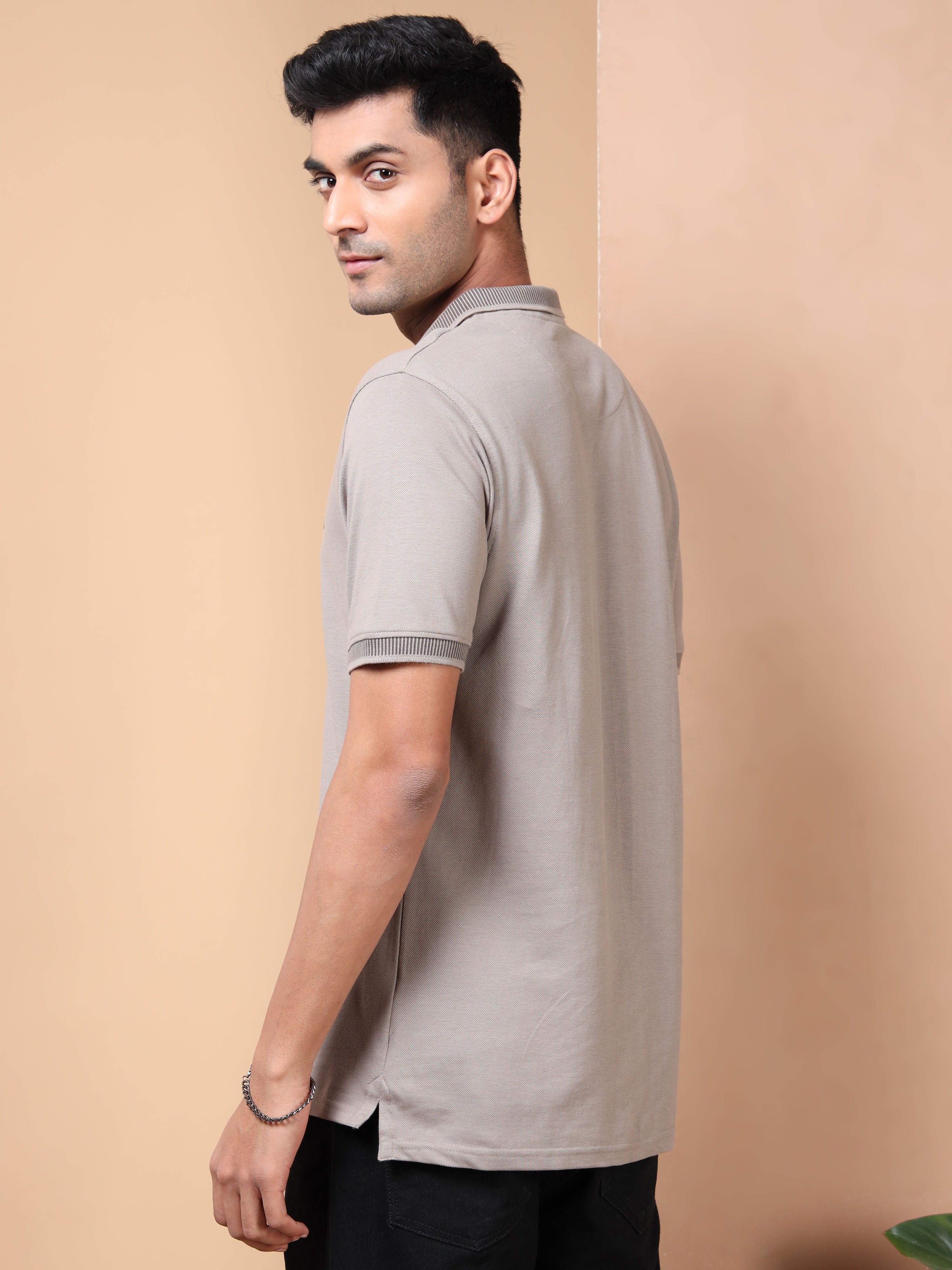 MEN'S GREY SLIM FIT POLO TSHIRT