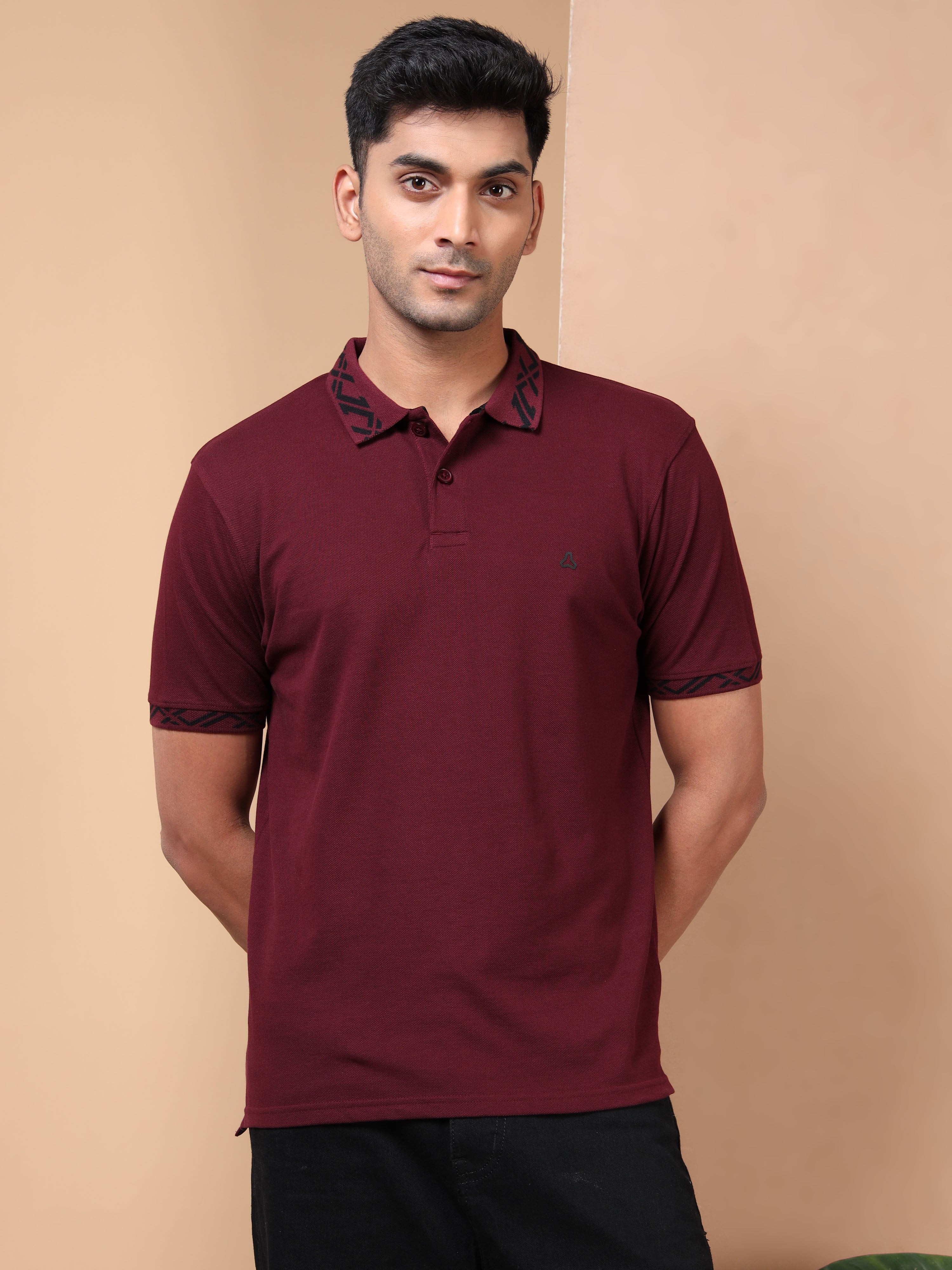 MEN'S MAROON SLIM FIT POLO TSHIRT