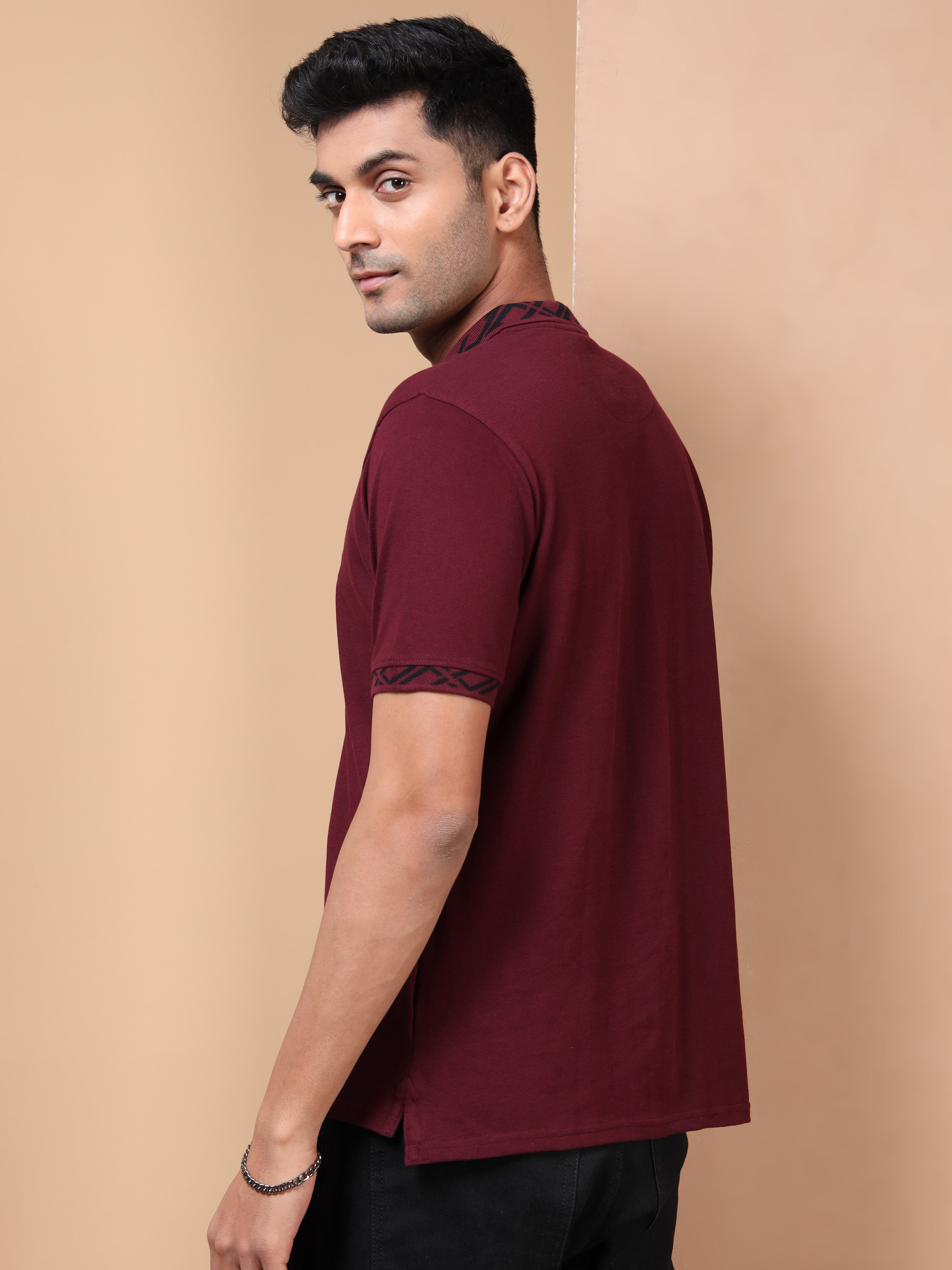 MEN'S MAROON SLIM FIT POLO TSHIRT
