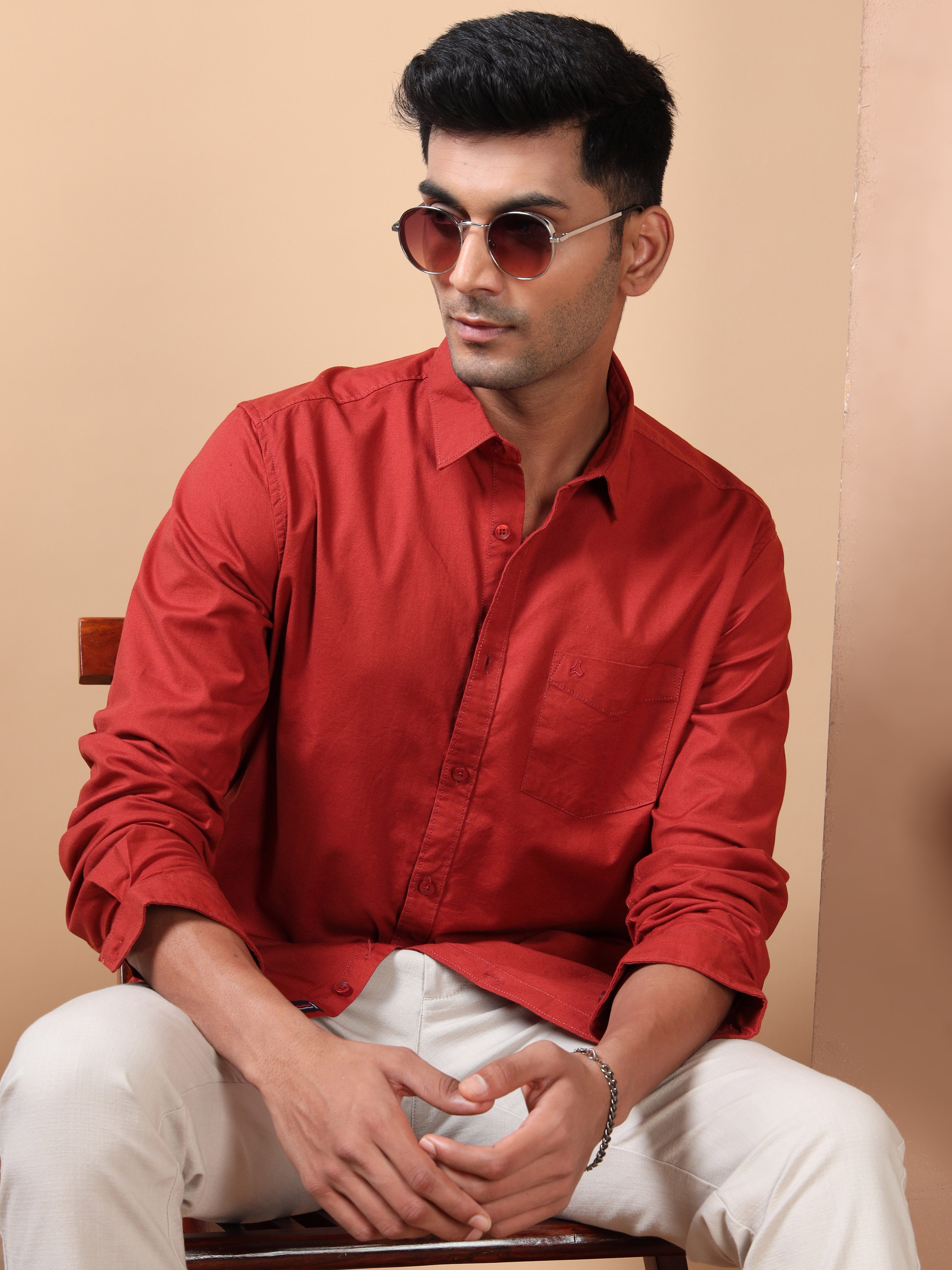 MEN'S RUST SOLID SLIM FIT SHIRT