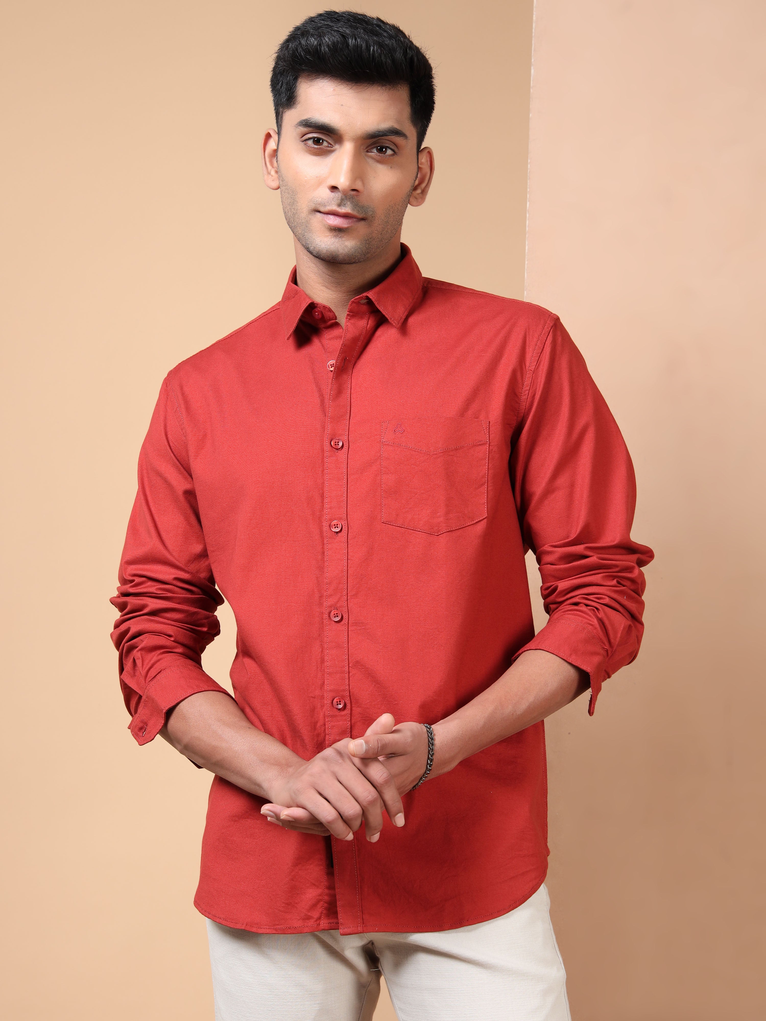 MEN'S RUST SOLID SLIM FIT SHIRT