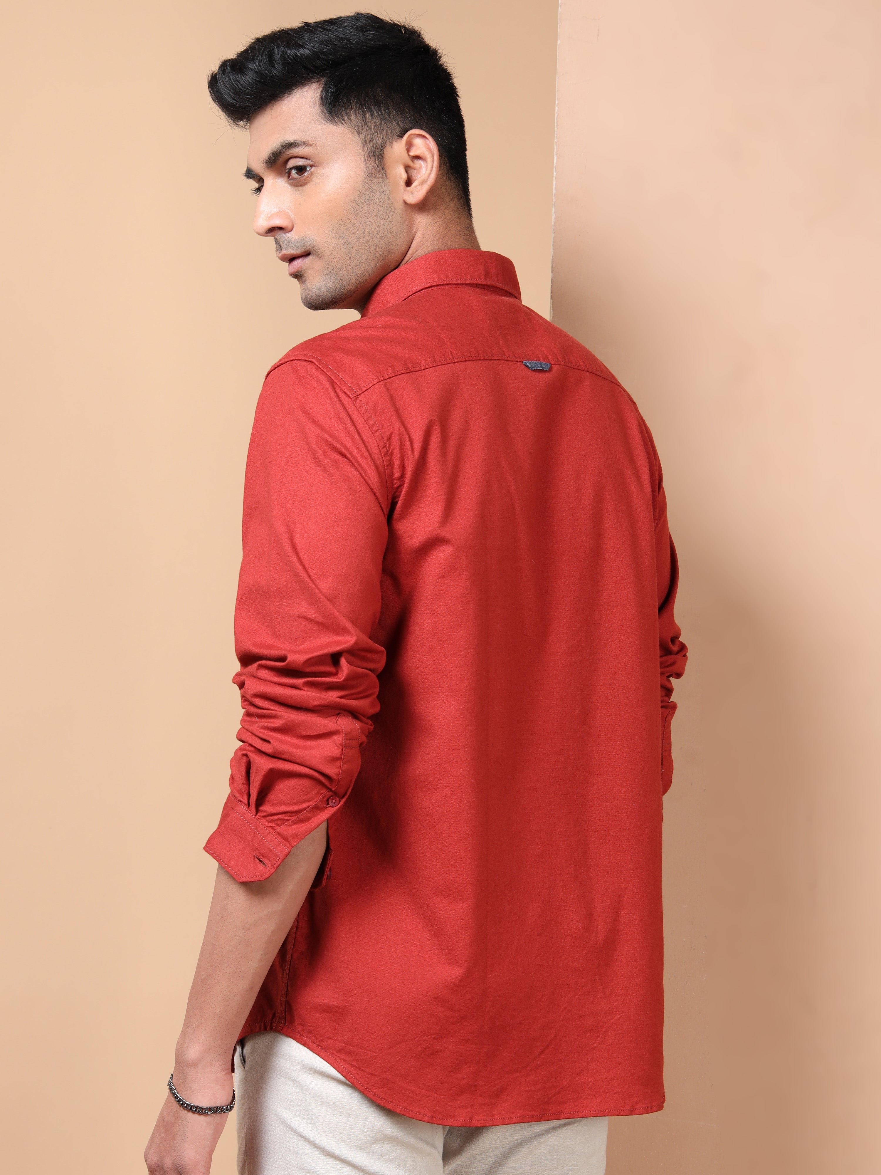 MEN'S RUST SOLID SLIM FIT SHIRT