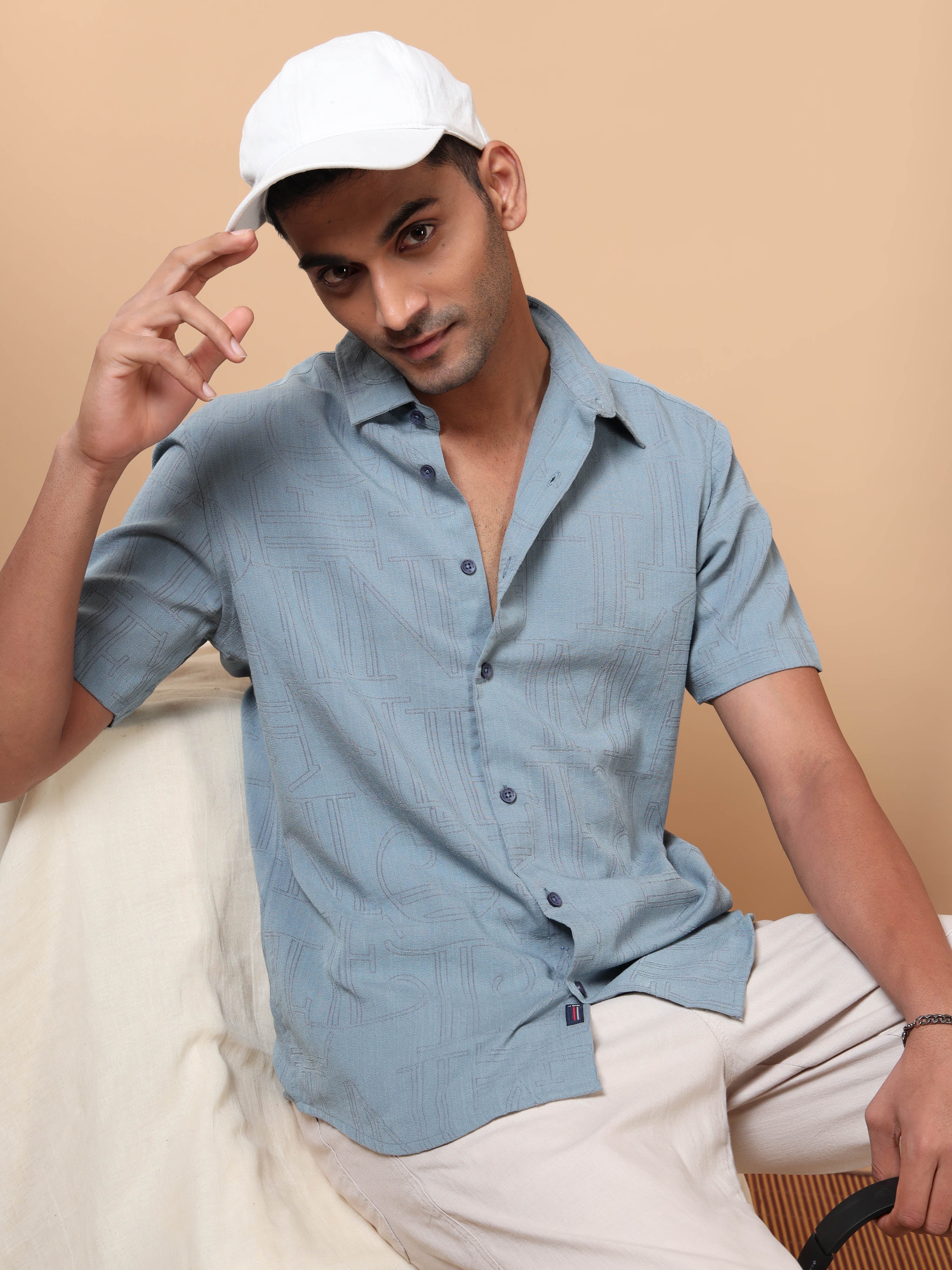 MEN'S TEEL BLUE SOLID SLIM FIT SHIRT