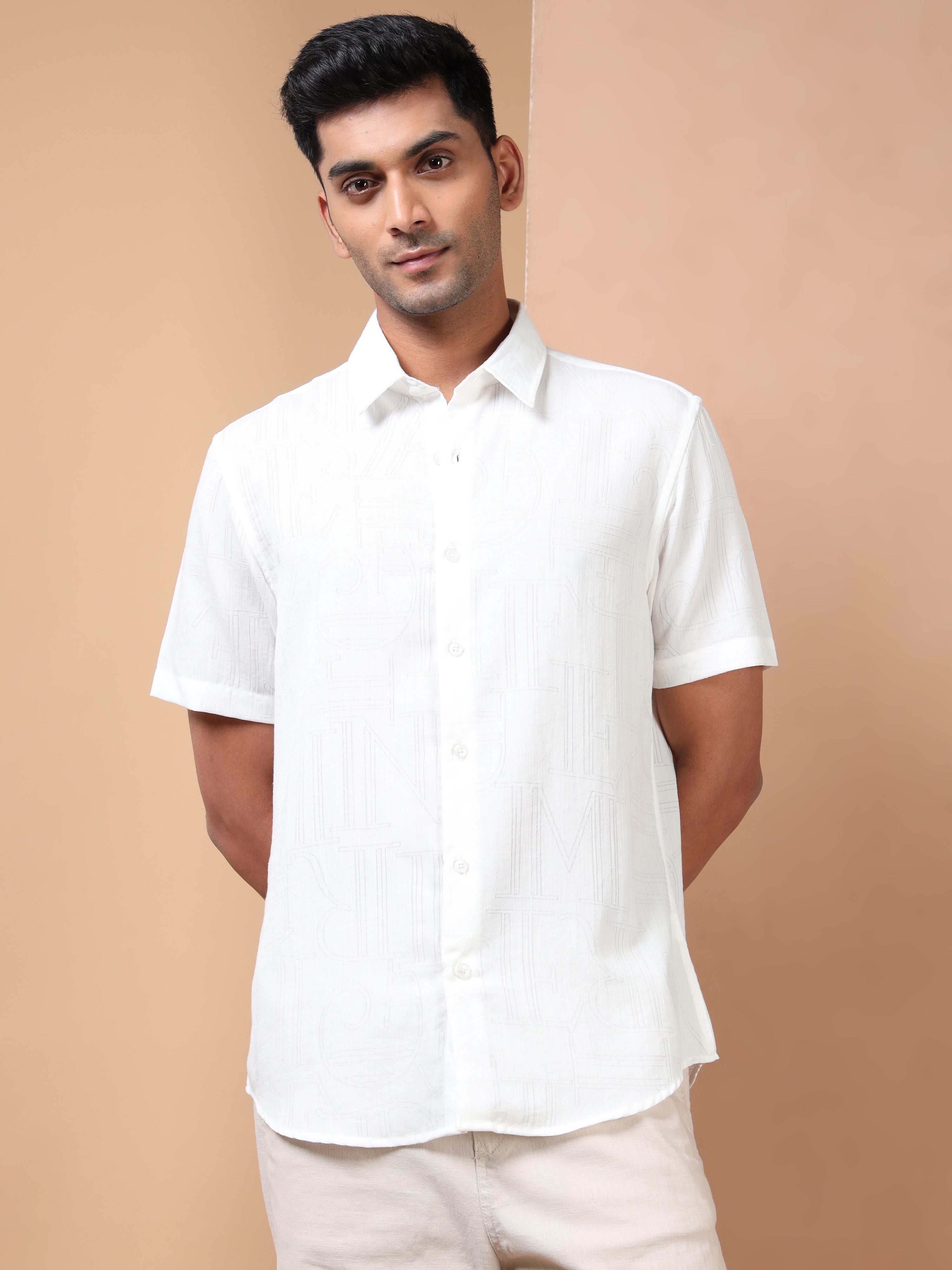 MEN'S WHITE SOLID SLIM FIT SHIRT