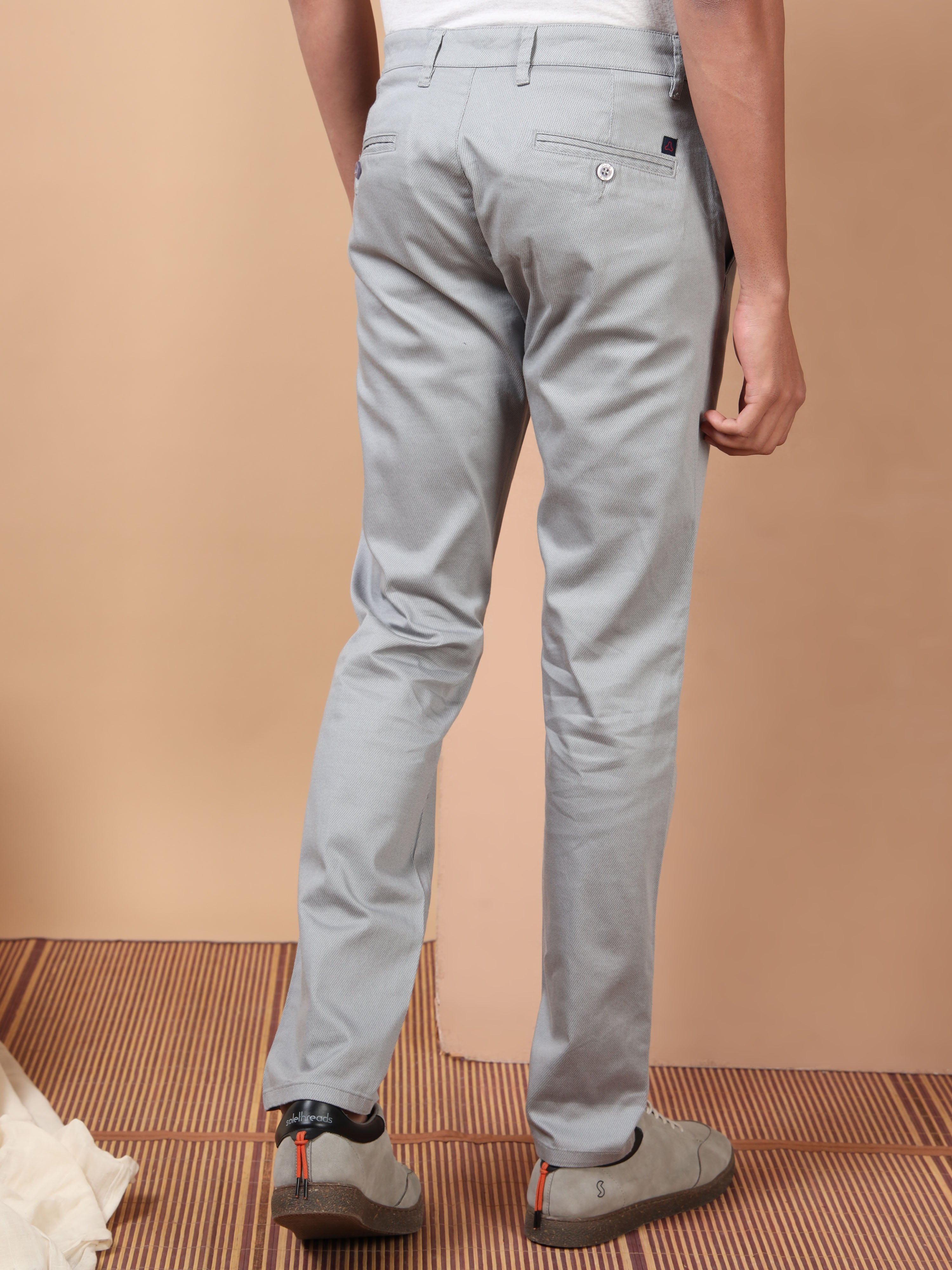 MEN'S DK.GREY PRINT SLIM FIT TROUSER