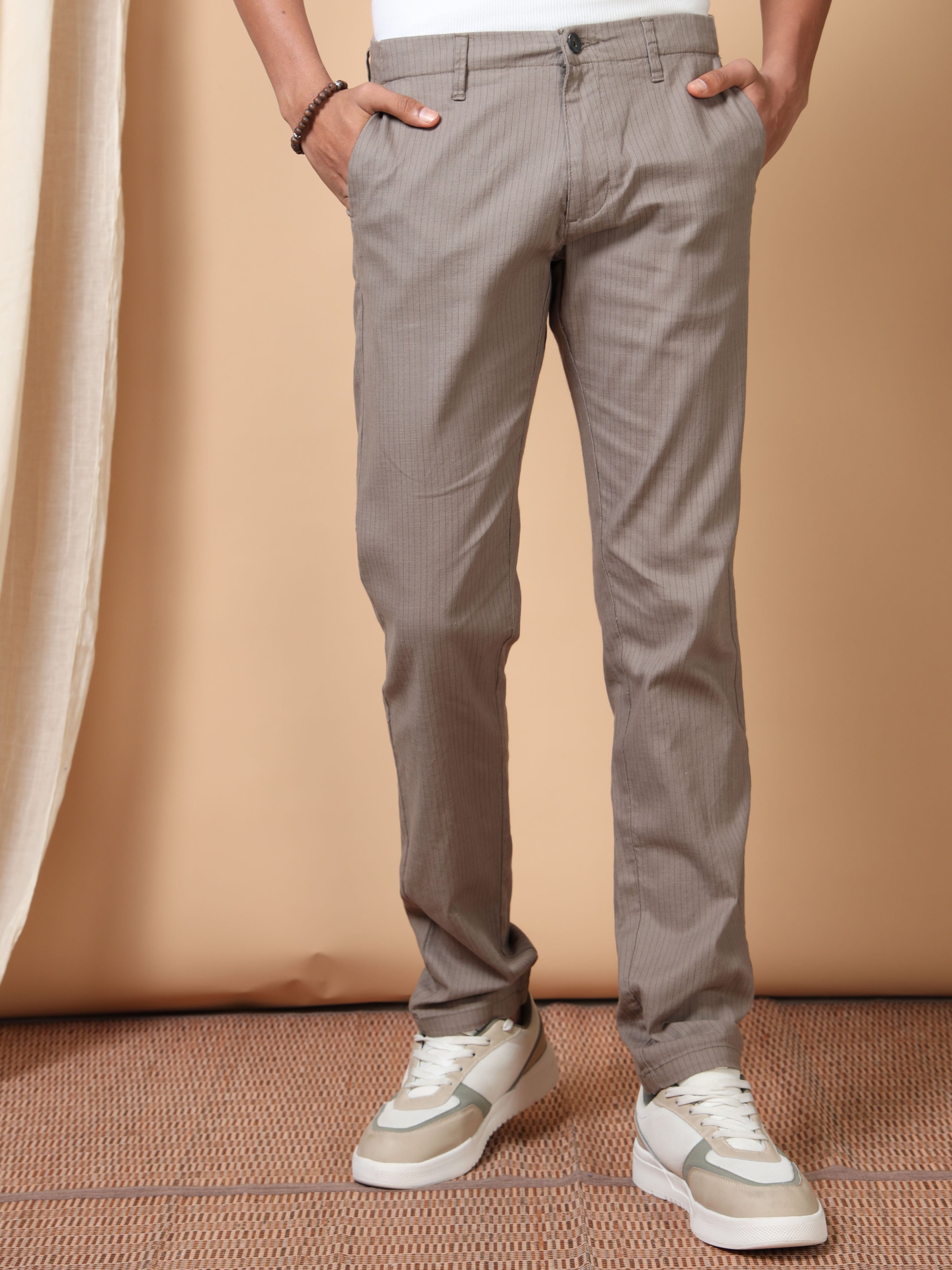 MEN'S MOUSE STRIPES SLIM FIT TROUSER