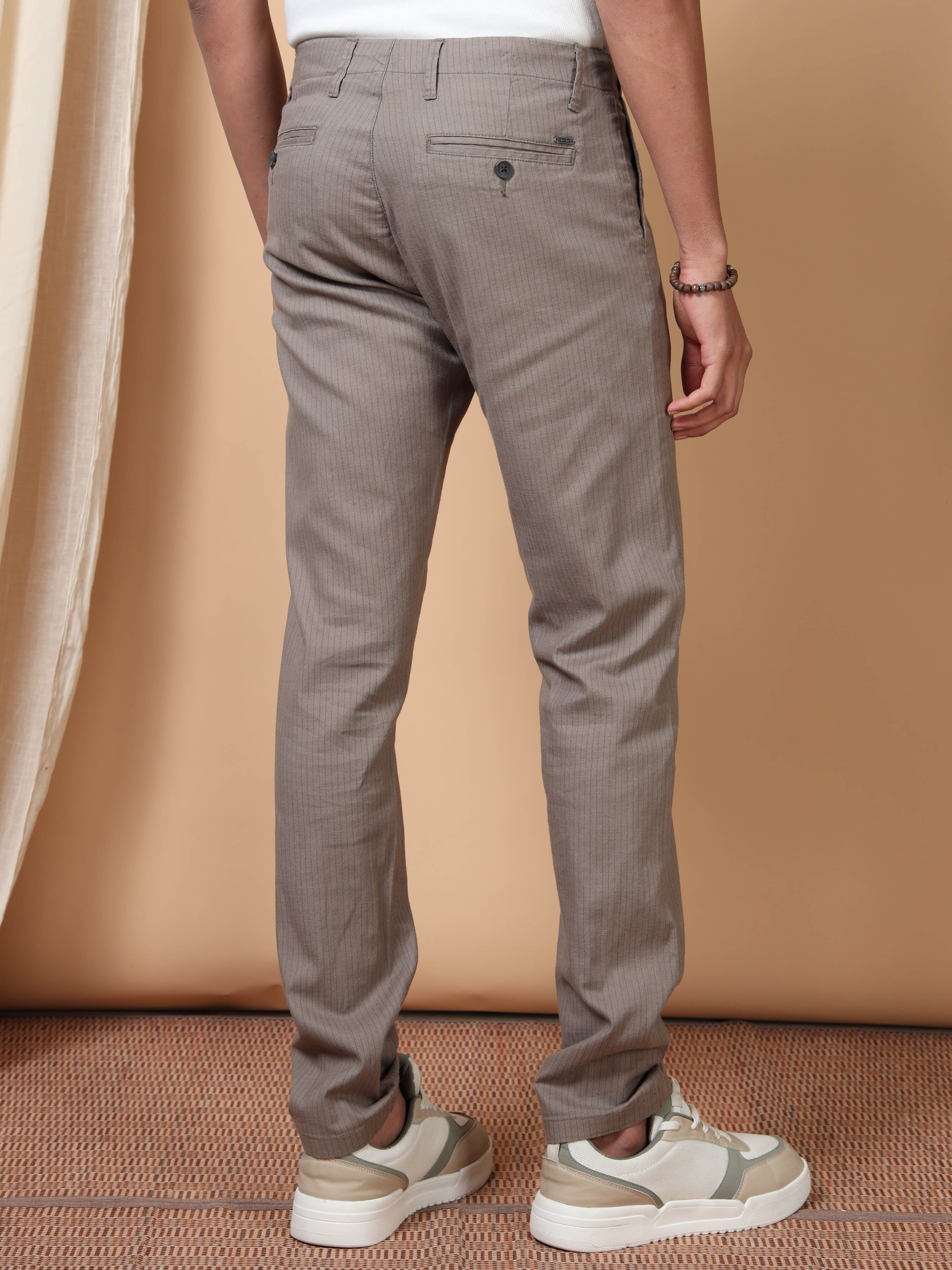 MEN'S MOUSE STRIPES SLIM FIT TROUSER