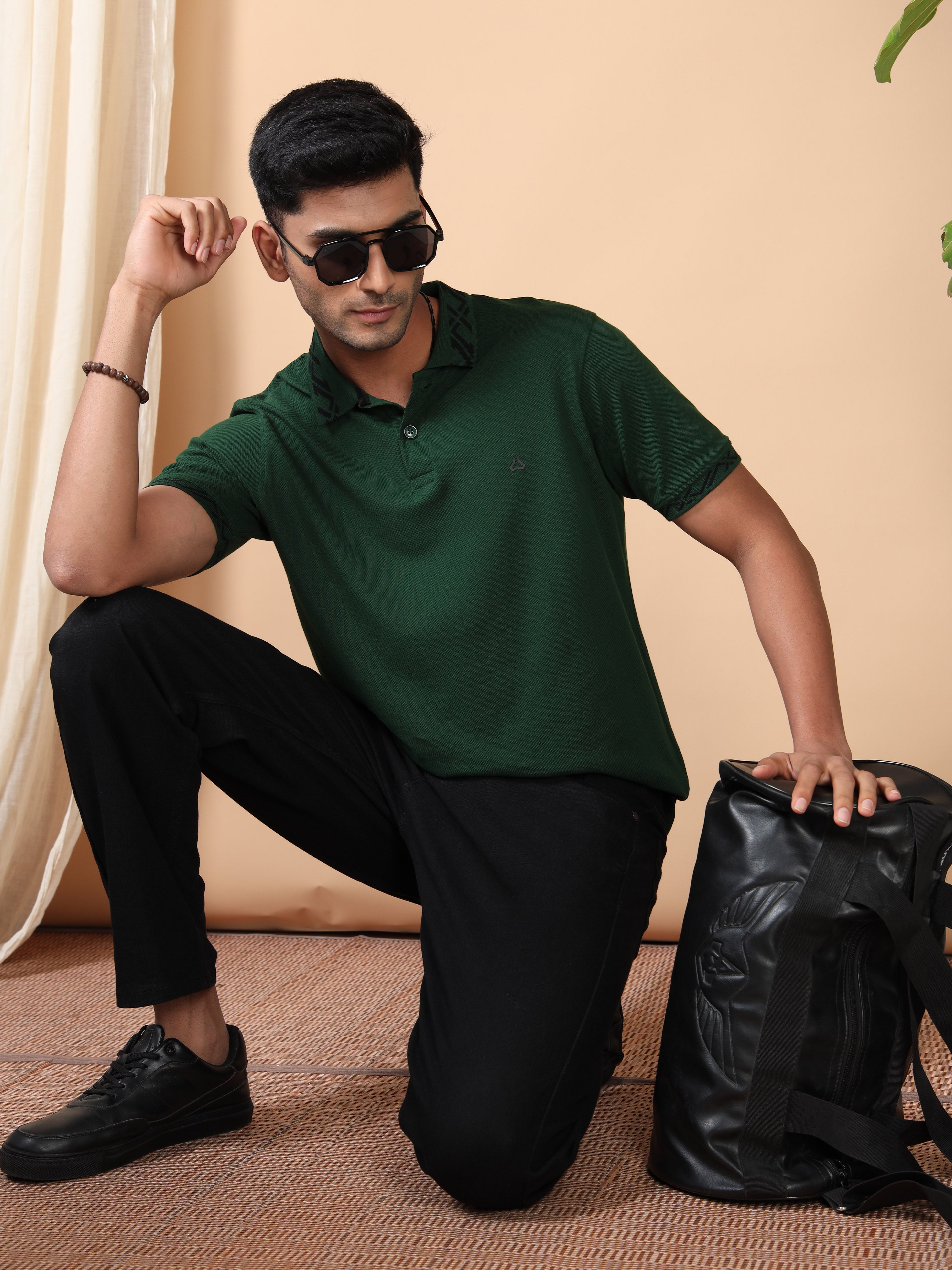 MEN'S DK GREEN SLIM FIT POLO TSHIRT