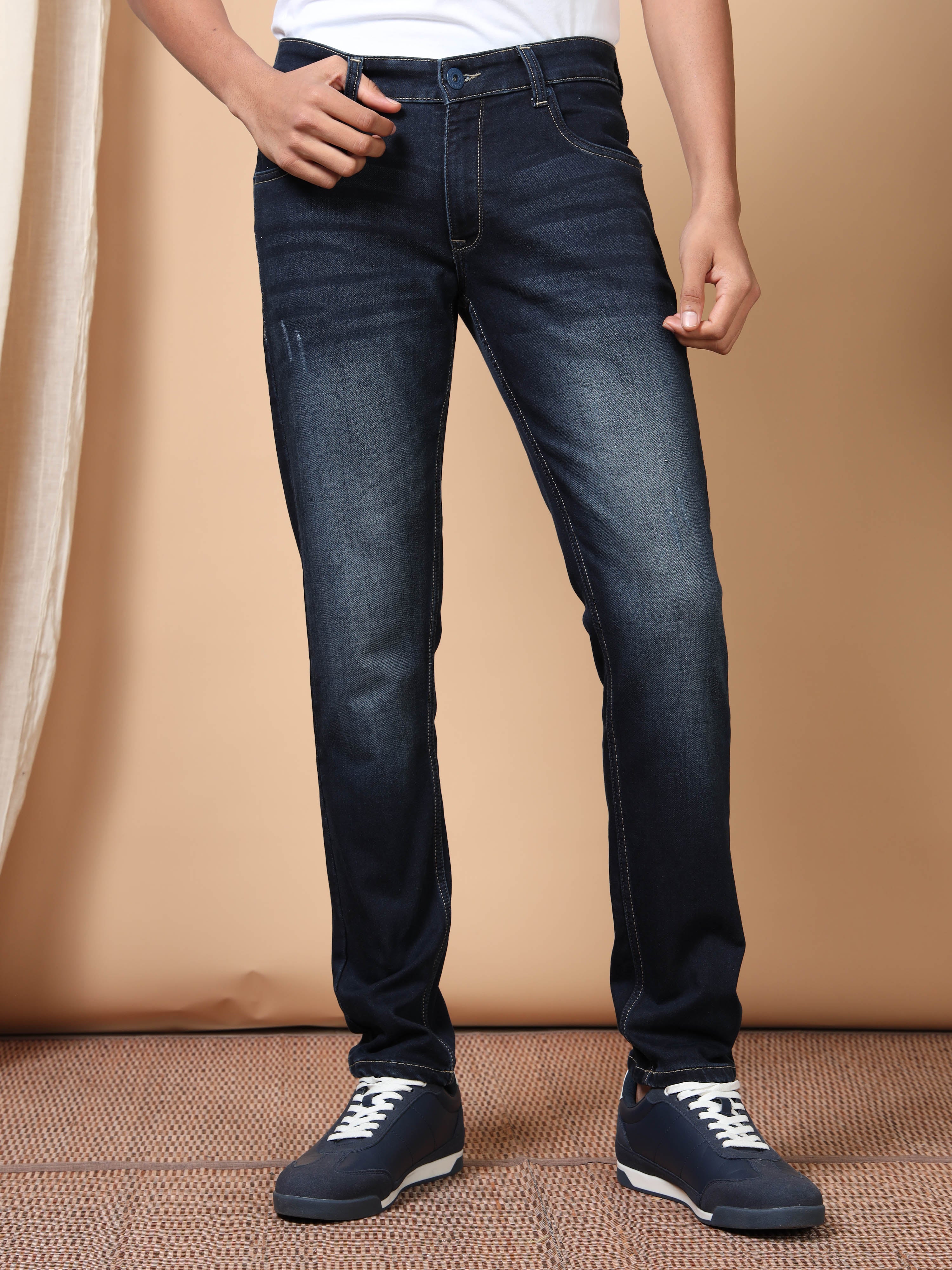 MEN'S Navy SOLID SLIM FIT JEANS