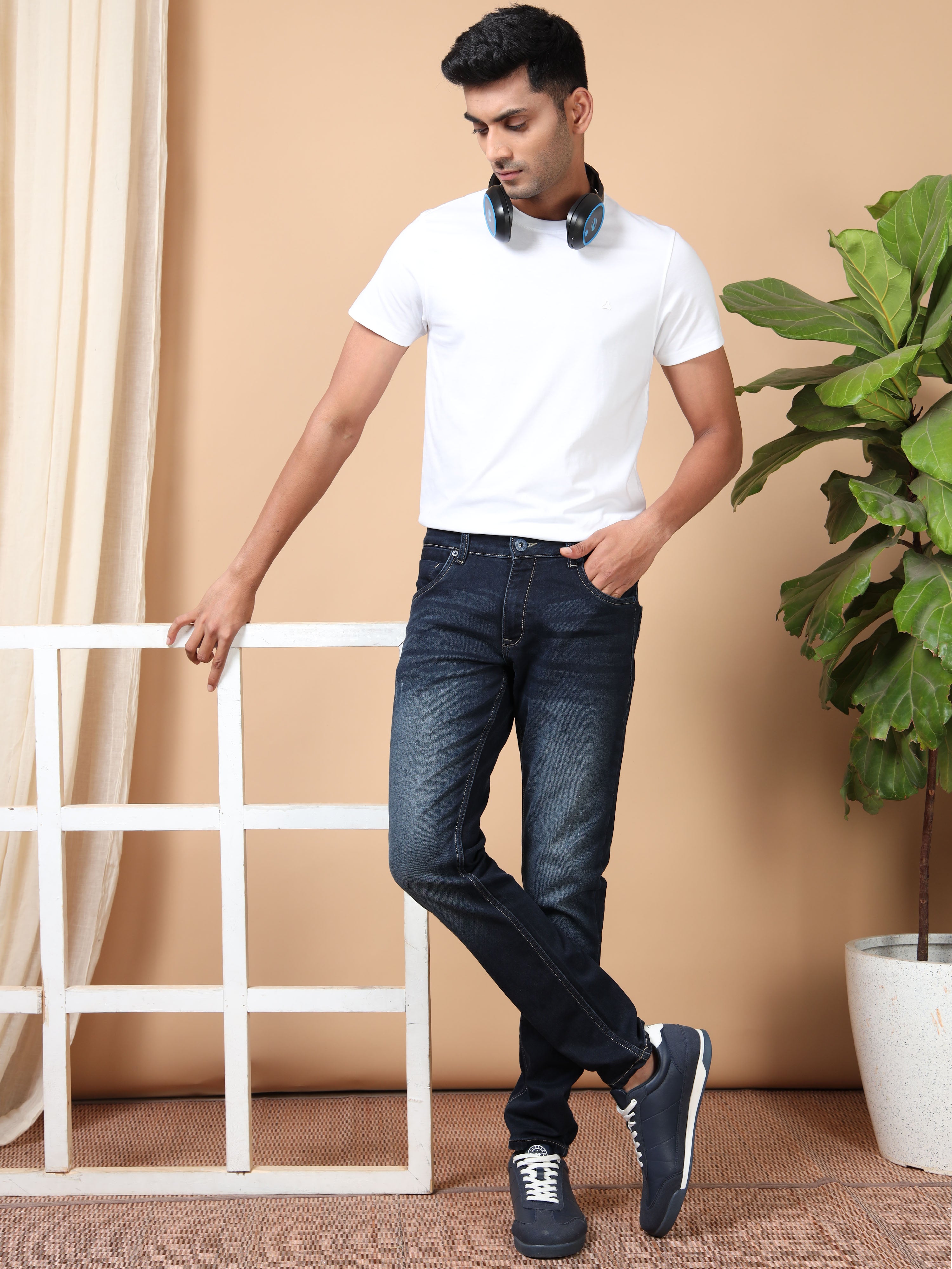MEN'S Navy SOLID SLIM FIT JEANS