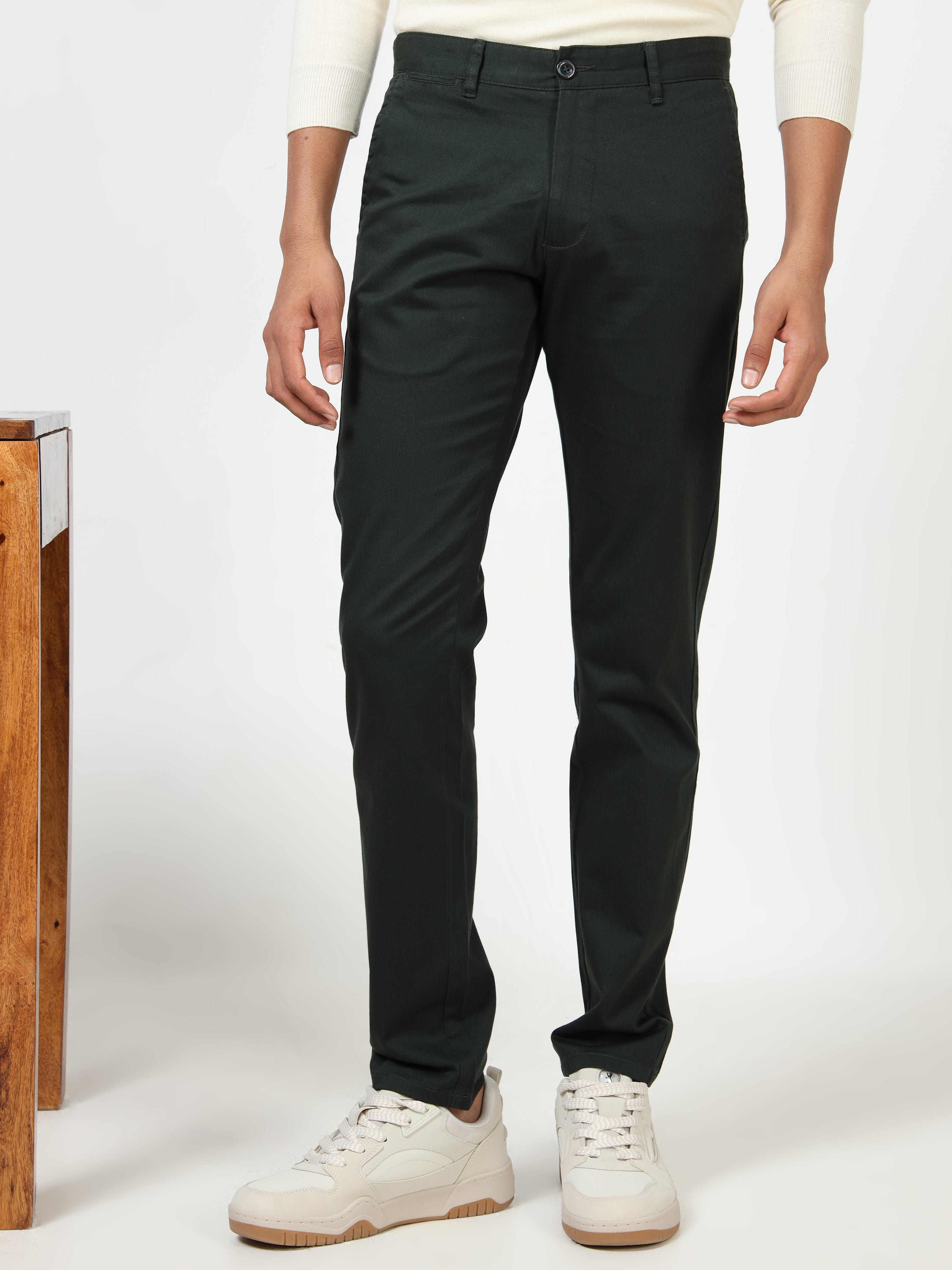 MEN'S BT.GREEN SOLID SLIM FIT TROUSER