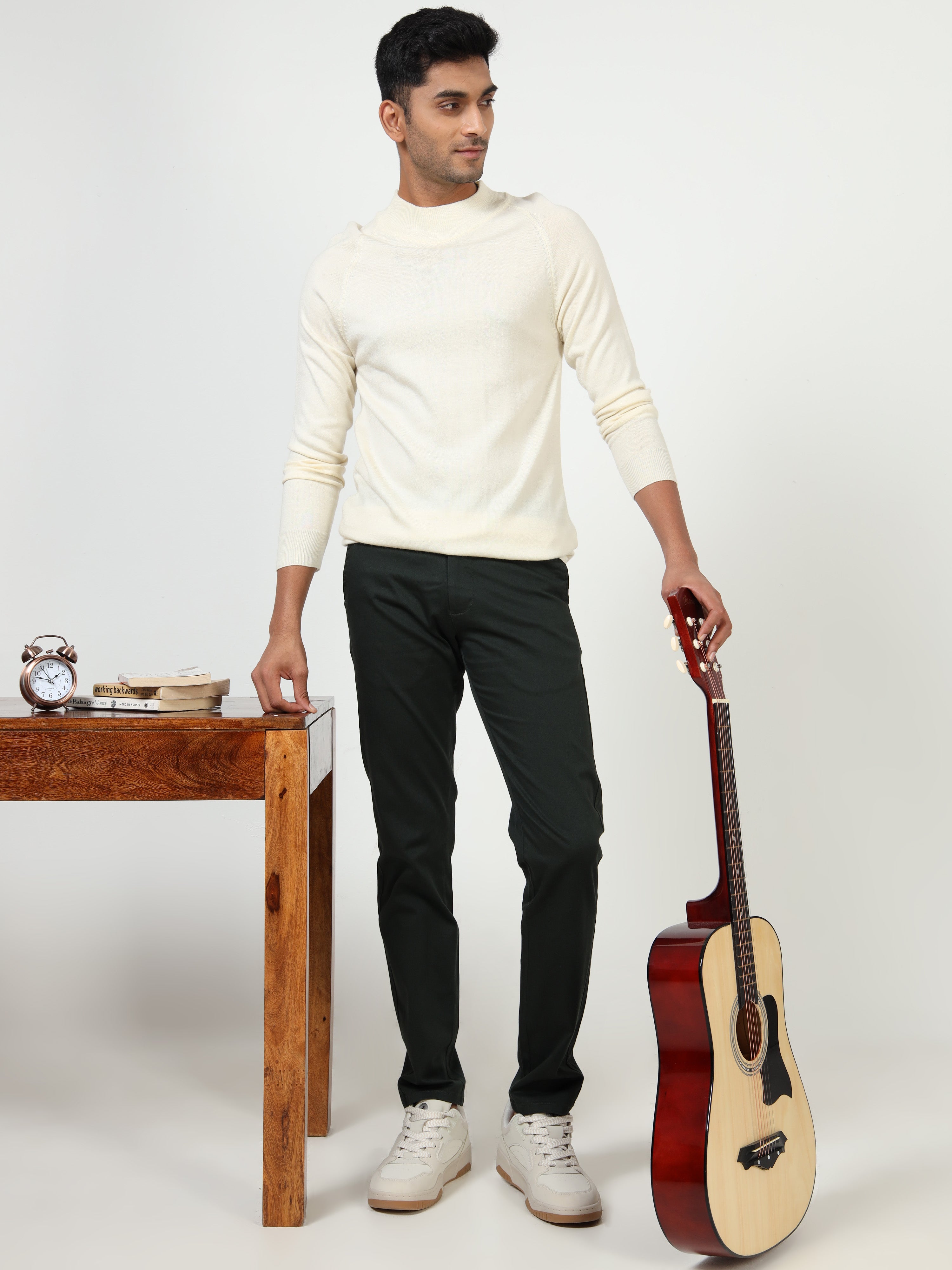 MEN'S BT.GREEN SOLID SLIM FIT TROUSER