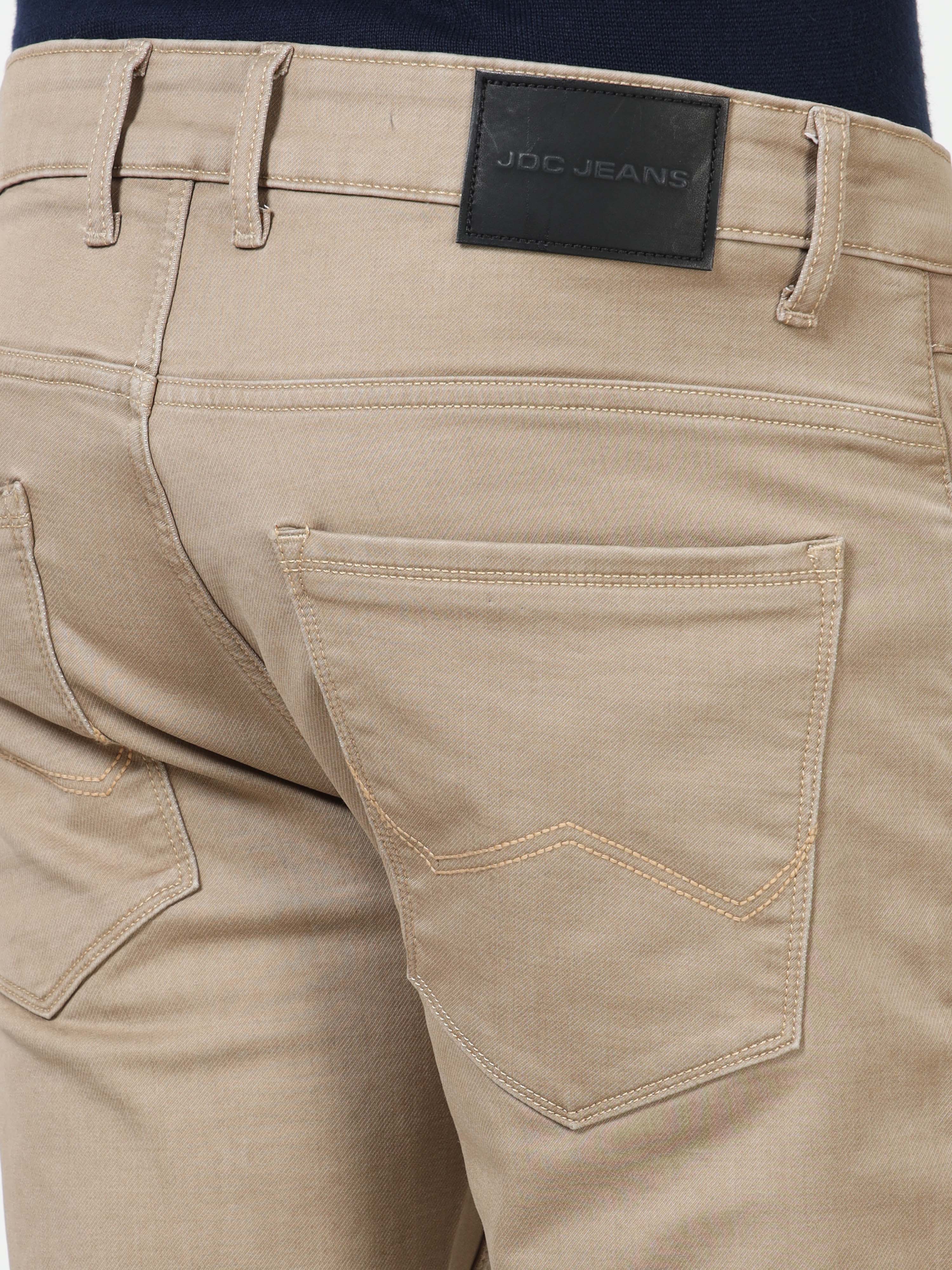 MEN'S KHAKI SOLID SLIM FIT JEANS