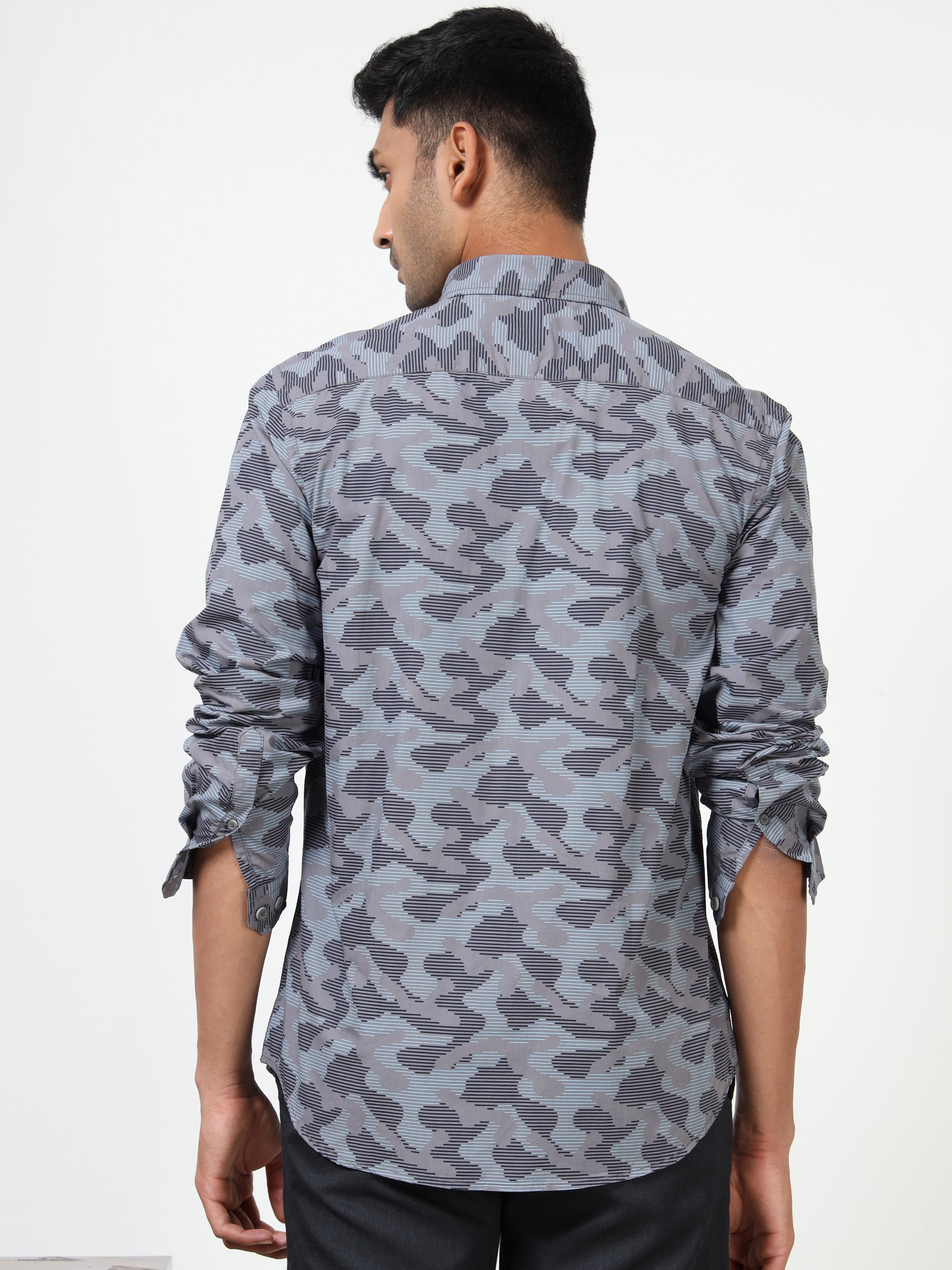 MEN'S BLUE PRINT SLIM FIT SHIRT
