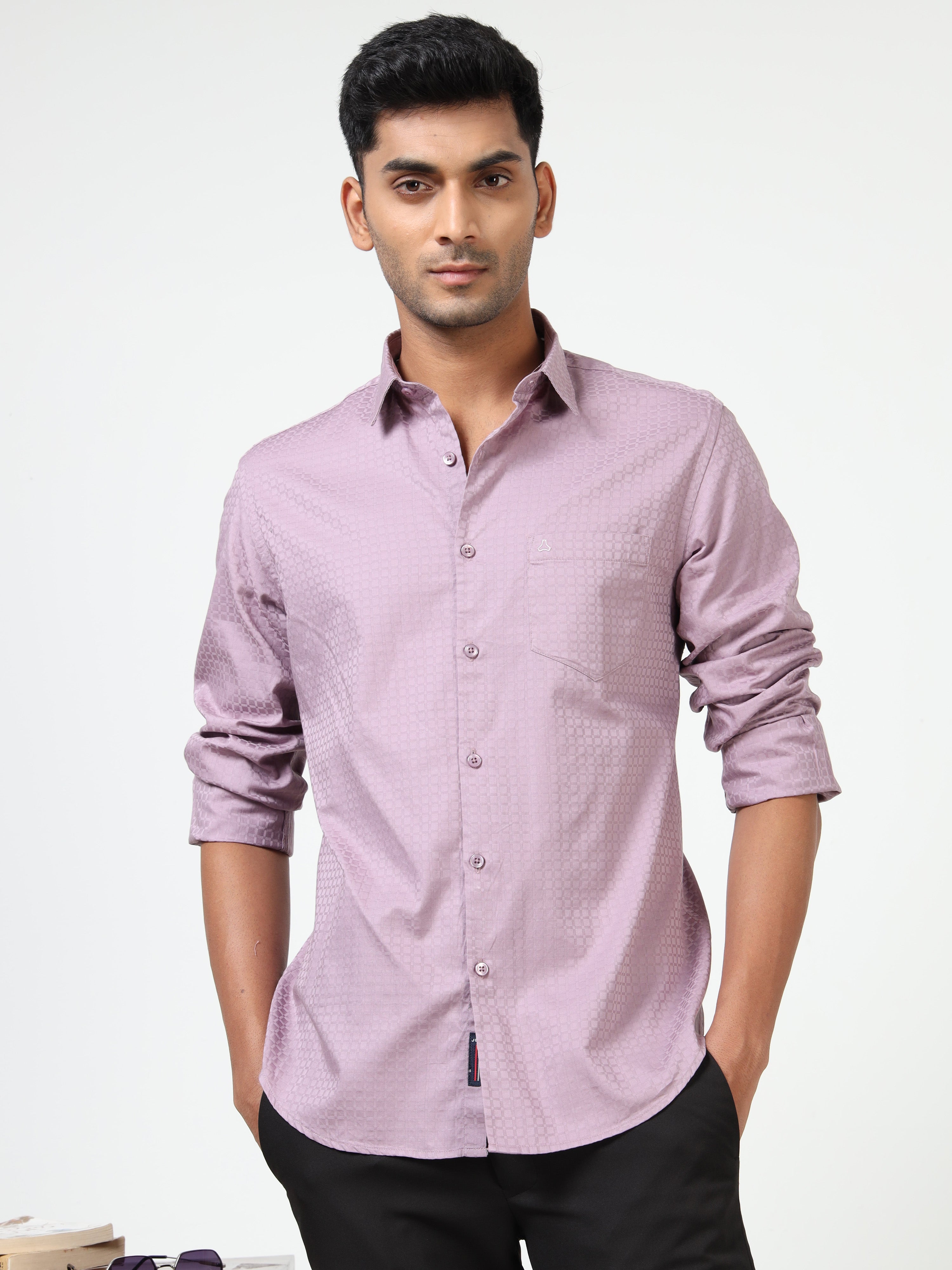 MEN'S MAUVE SOLID SLIM FIT SHIRT