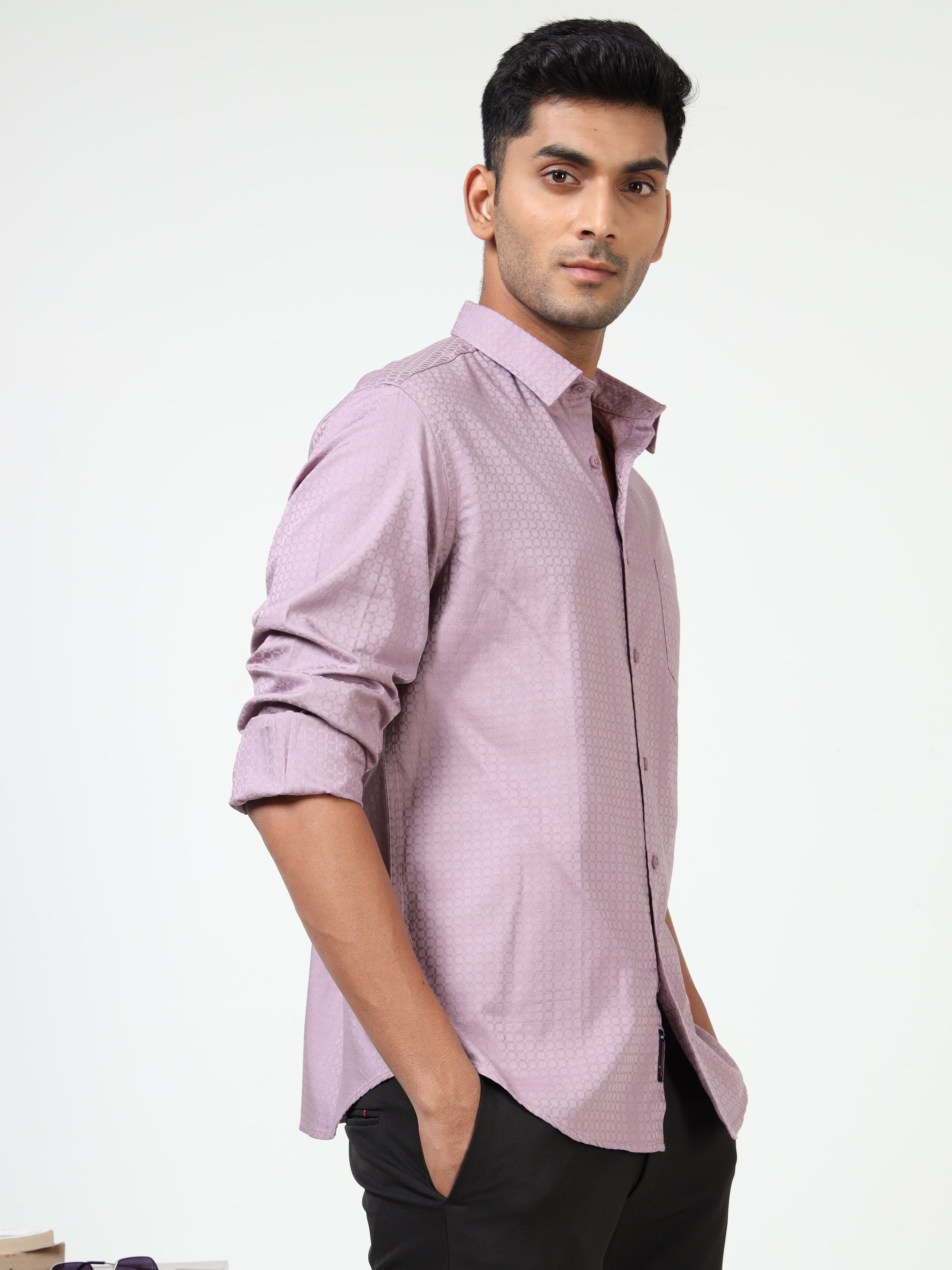 MEN'S MAUVE SOLID SLIM FIT SHIRT