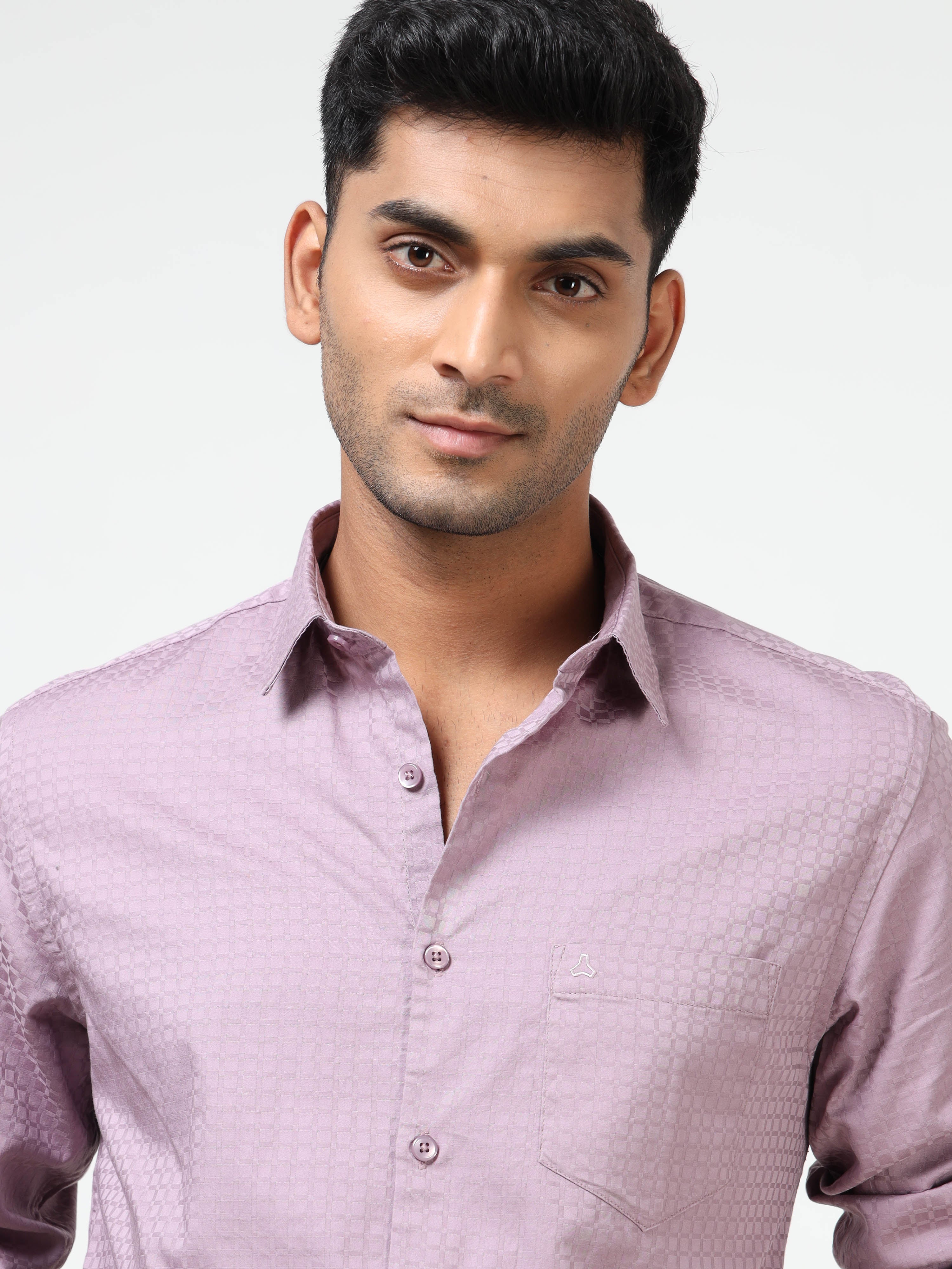 MEN'S MAUVE SOLID SLIM FIT SHIRT