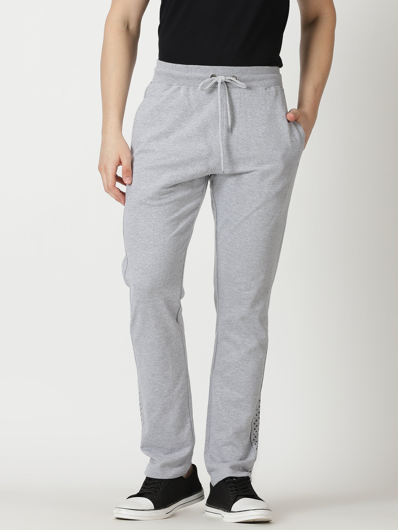 MEN'S GREY SOLID REGULAR FIT TRACK