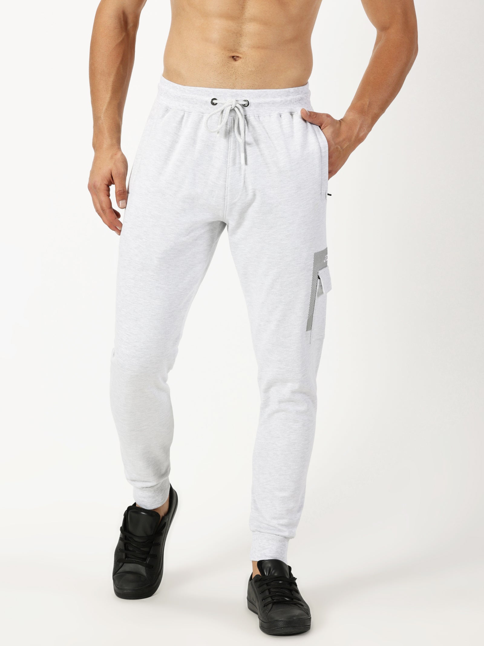 MEN'S LT GREY SOLID REGULAR FIT JOGGER