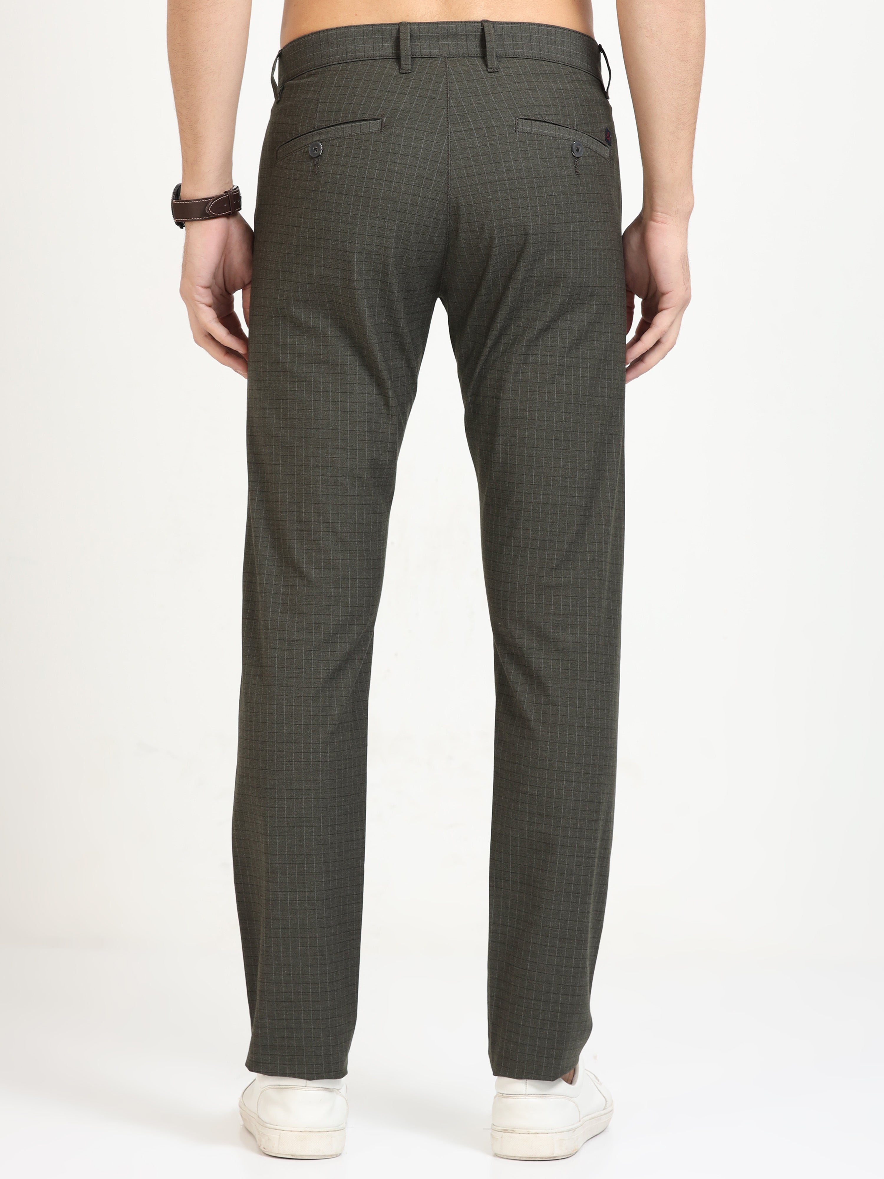 MEN'S BLACK CHECKED SLIM FIT TROUSER