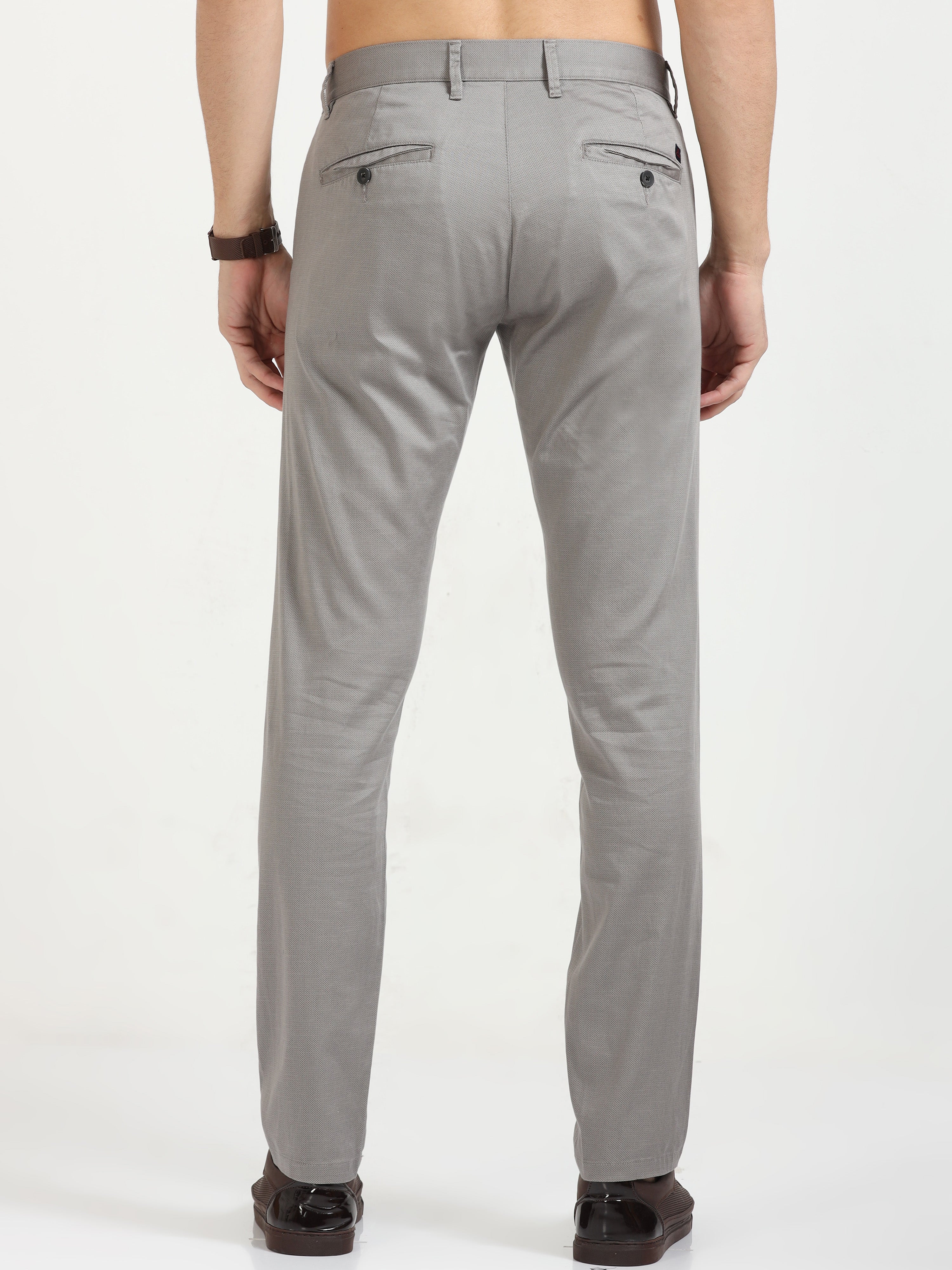 MEN'S GREY PRINT SLIM FIT TROUSER